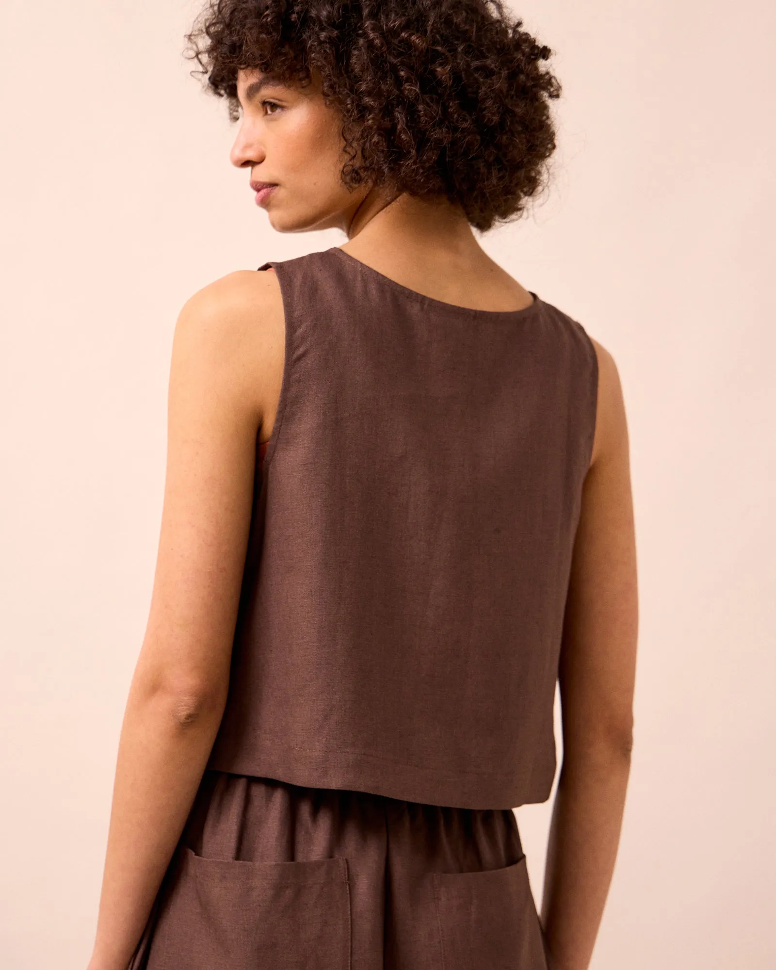 Elodie Chocolate Linen Top sold by Beyond Nine product image thumbnail 4