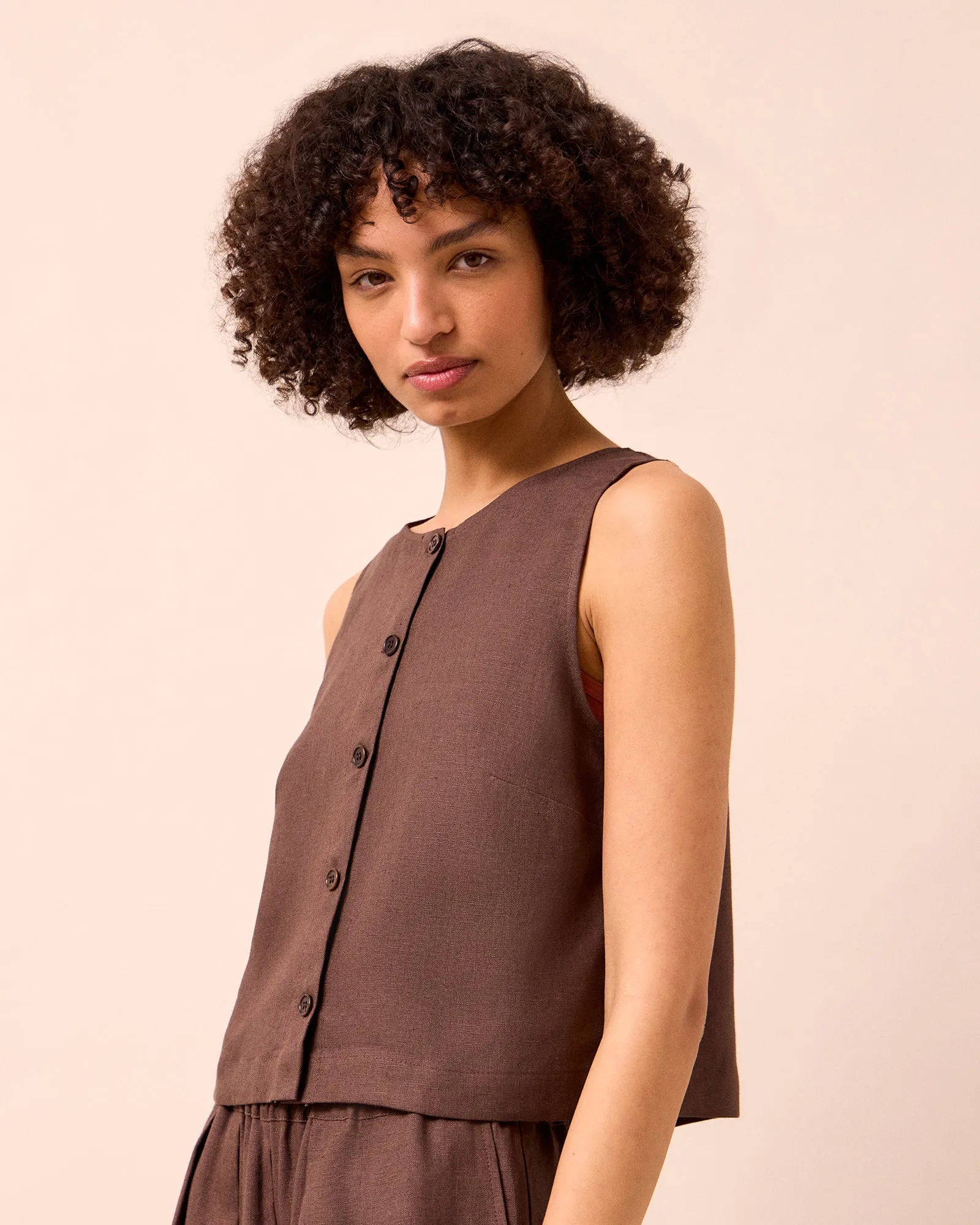 Elodie Chocolate Linen Top sold by Beyond Nine product image thumbnail 3