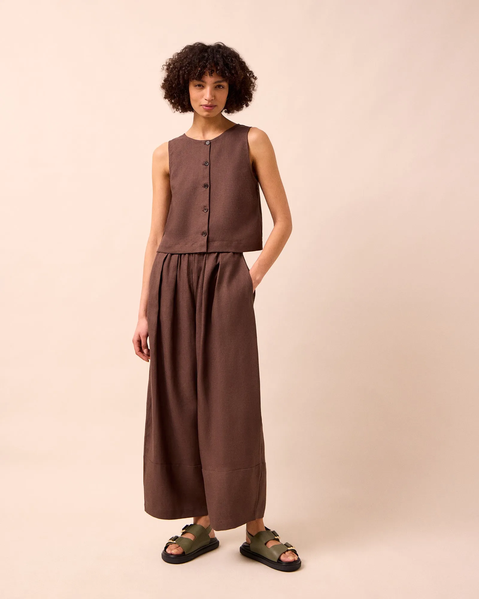 Elodie Chocolate Linen Top sold by Beyond Nine product image thumbnail 2