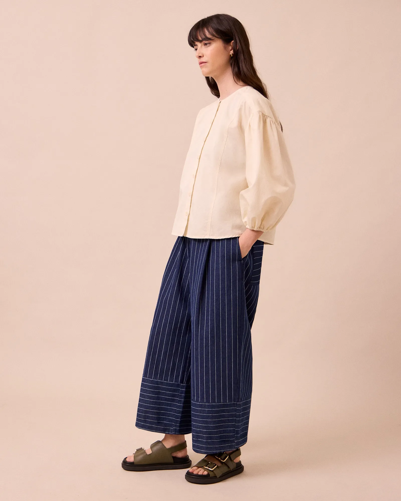 Blair Mid Blue Pinstripe Denim Jeans sold by Beyond Nine product image thumbnail 2