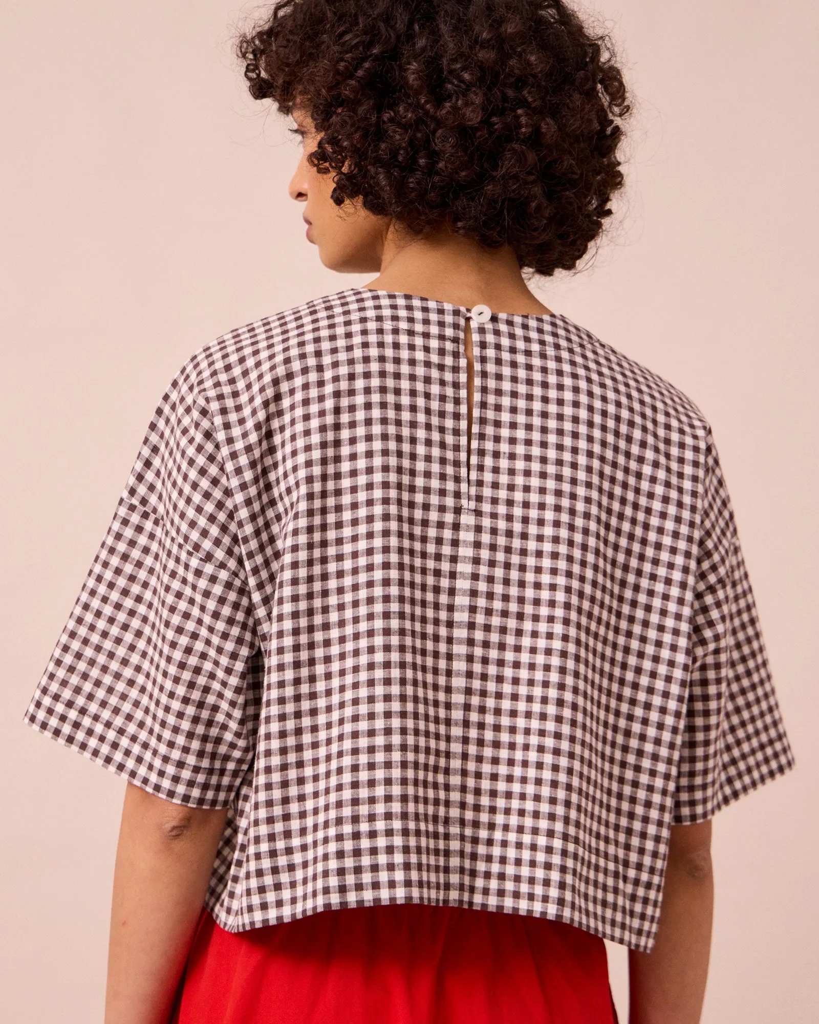 Lisa Ganache Gingham Cotton Linen Top sold by Beyond Nine product image thumbnail 4