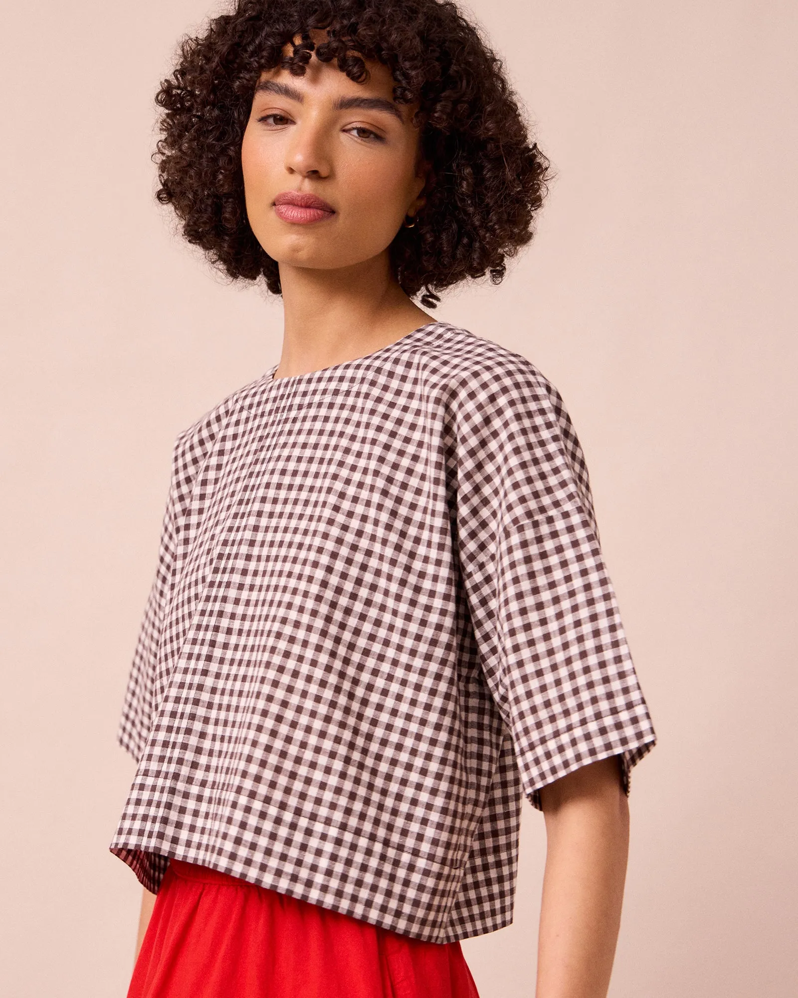 Lisa Ganache Gingham Cotton Linen Top sold by Beyond Nine product image thumbnail 3