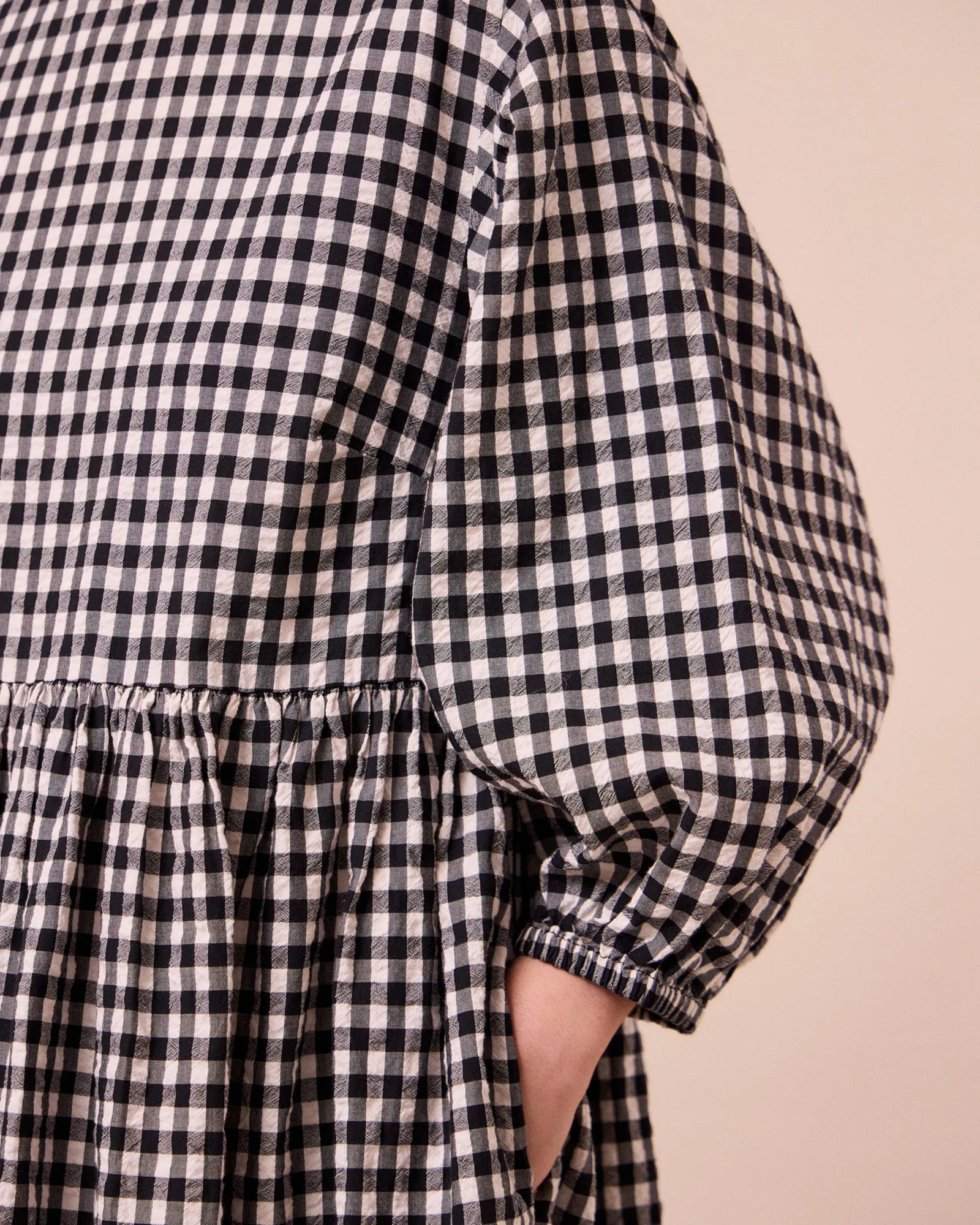 Berlin Black & Ecru Gingham Cotton Seersucker Dress sold by Beyond Nine product image thumbnail 3