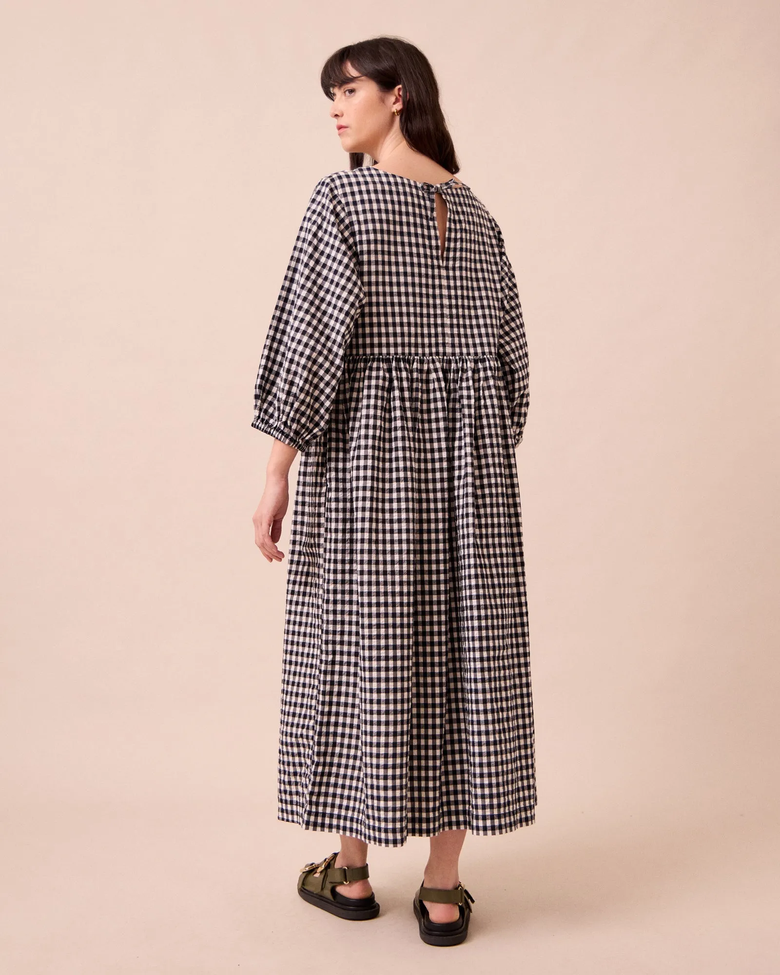 Berlin Black & Ecru Gingham Cotton Seersucker Dress sold by Beyond Nine product image thumbnail 4