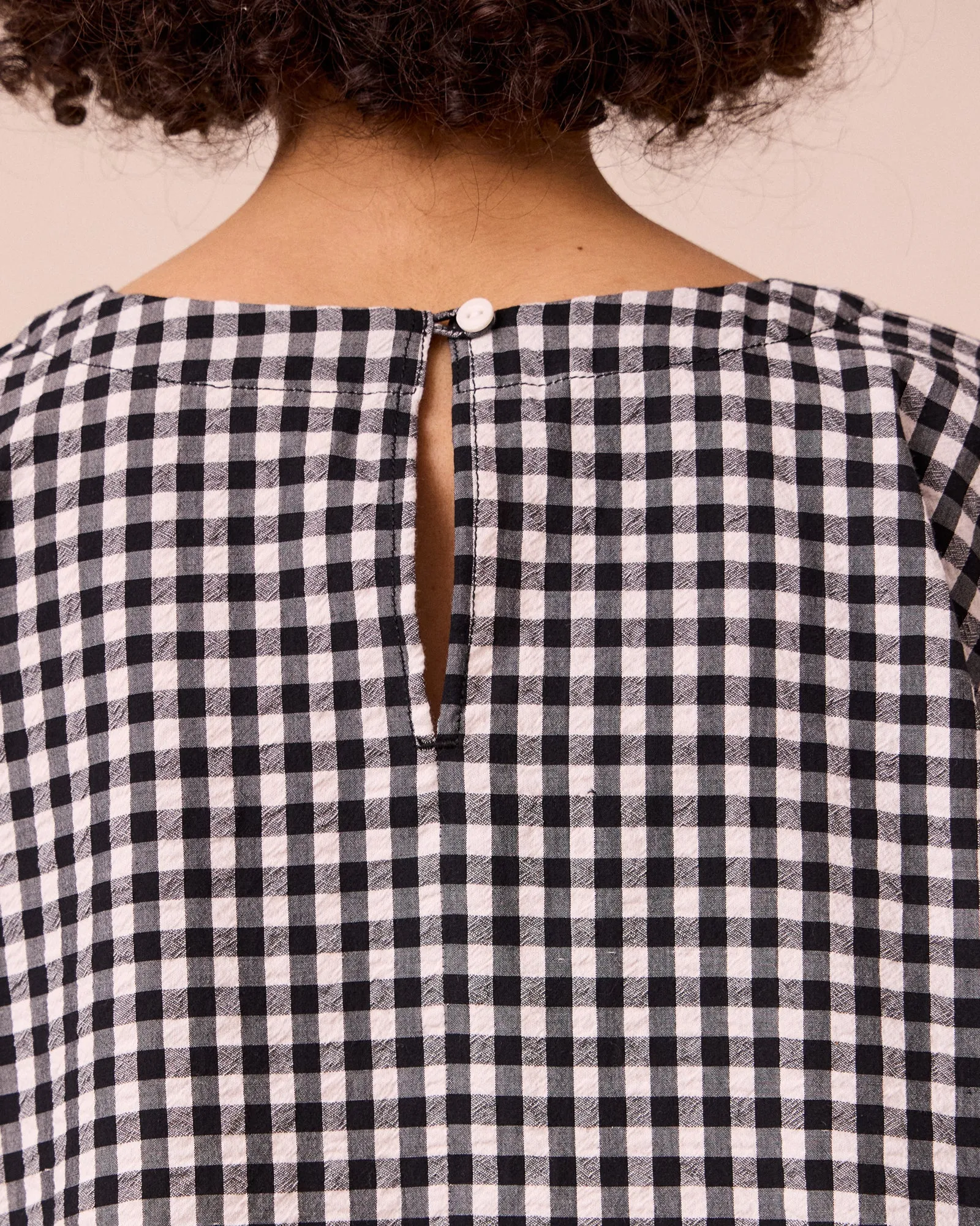 Aisha Black & Ecru Gingham Cotton Seersucker Top sold by Beyond Nine product image thumbnail 5