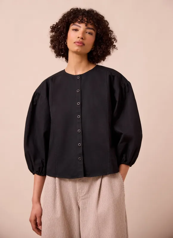Miley Washed Black Cotton Linen Top made by Beyond Nine