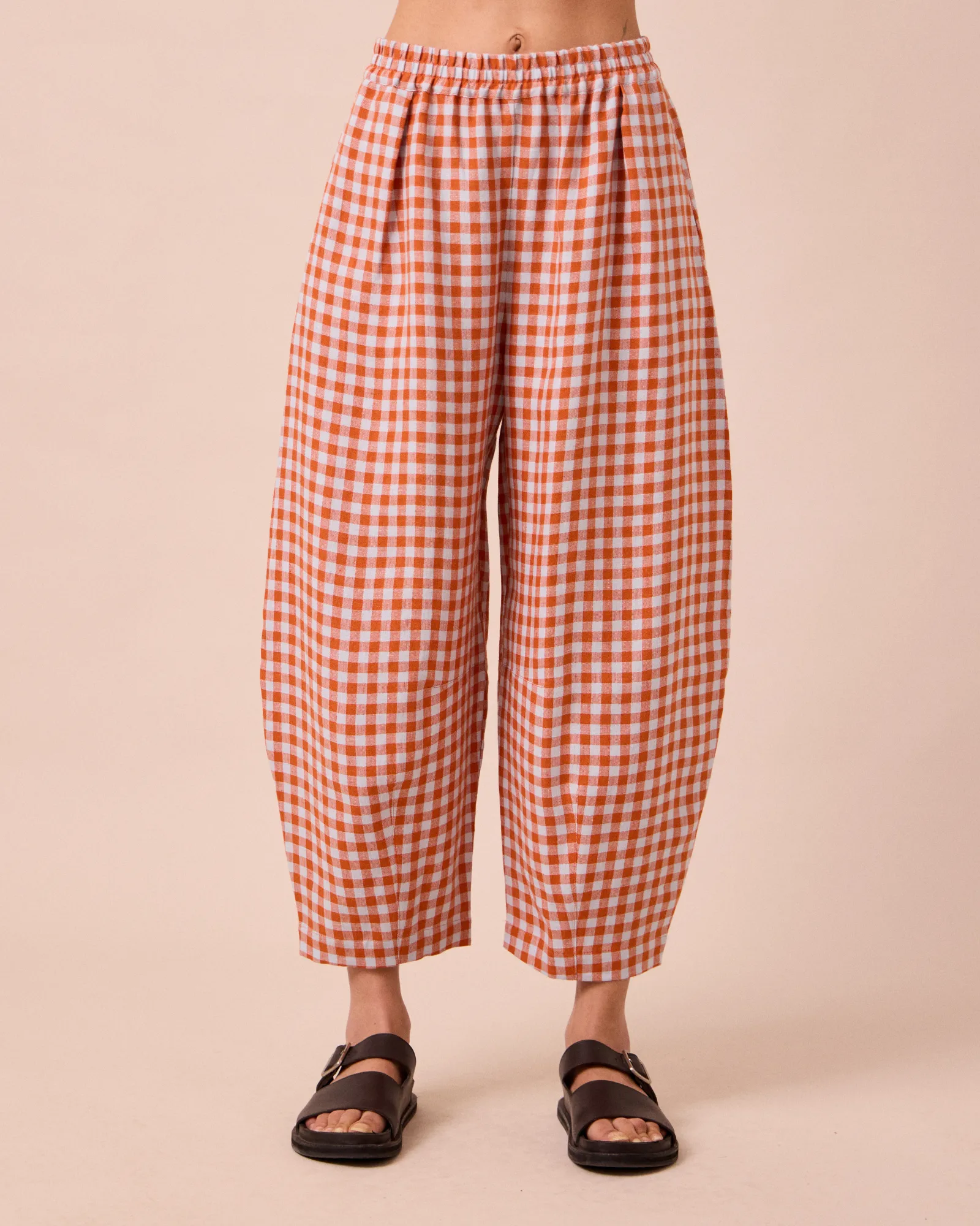 Daisy Burnt Orange Gingham Linen Trousers sold by Beyond Nine product image thumbnail 3