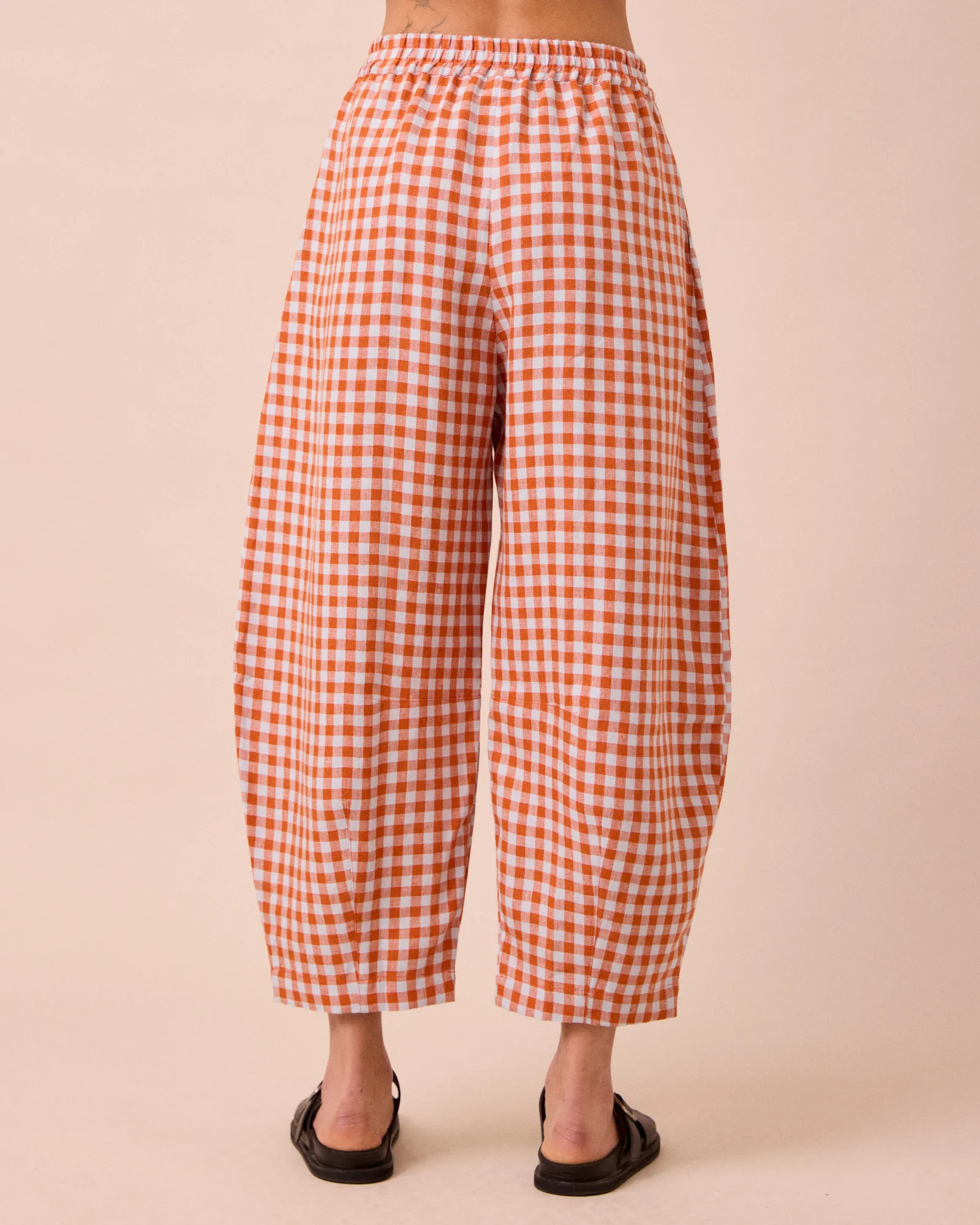 Daisy Burnt Orange Gingham Linen Trousers sold by Beyond Nine product image thumbnail 4