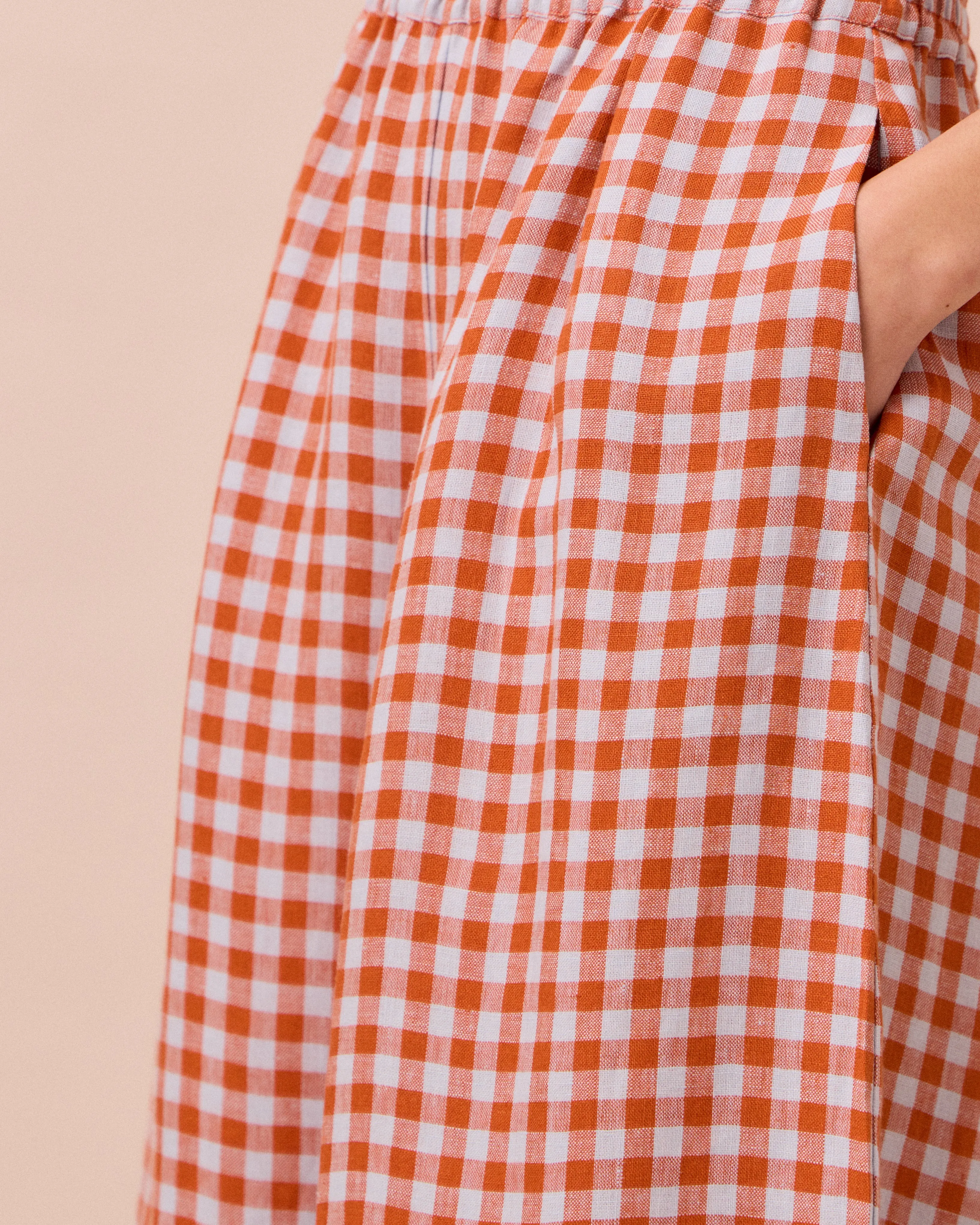 Daisy Burnt Orange Gingham Linen Trousers sold by Beyond Nine product image thumbnail 5