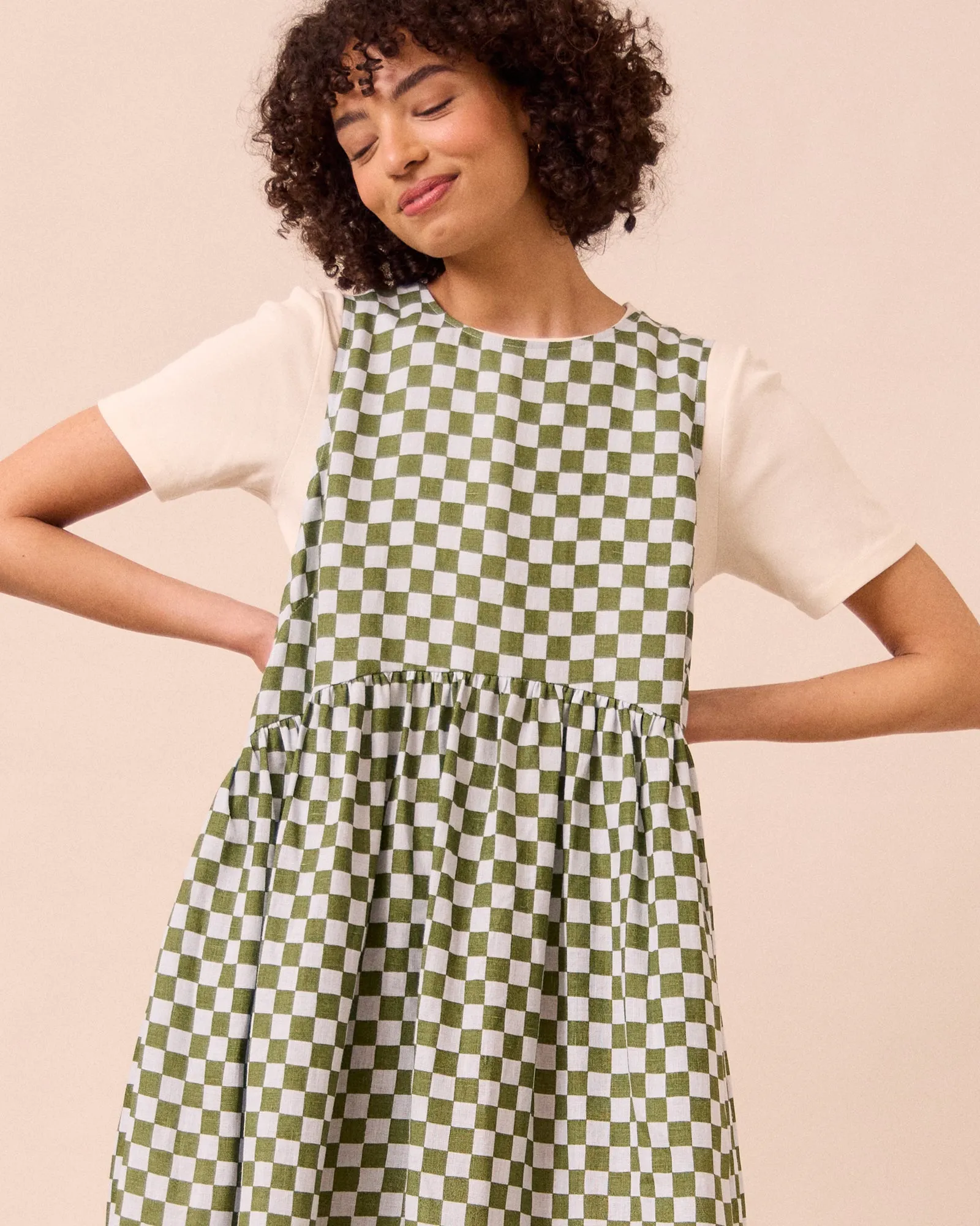 Dakota Sky Checkerboard Linen Dress sold by Beyond Nine product image thumbnail 4