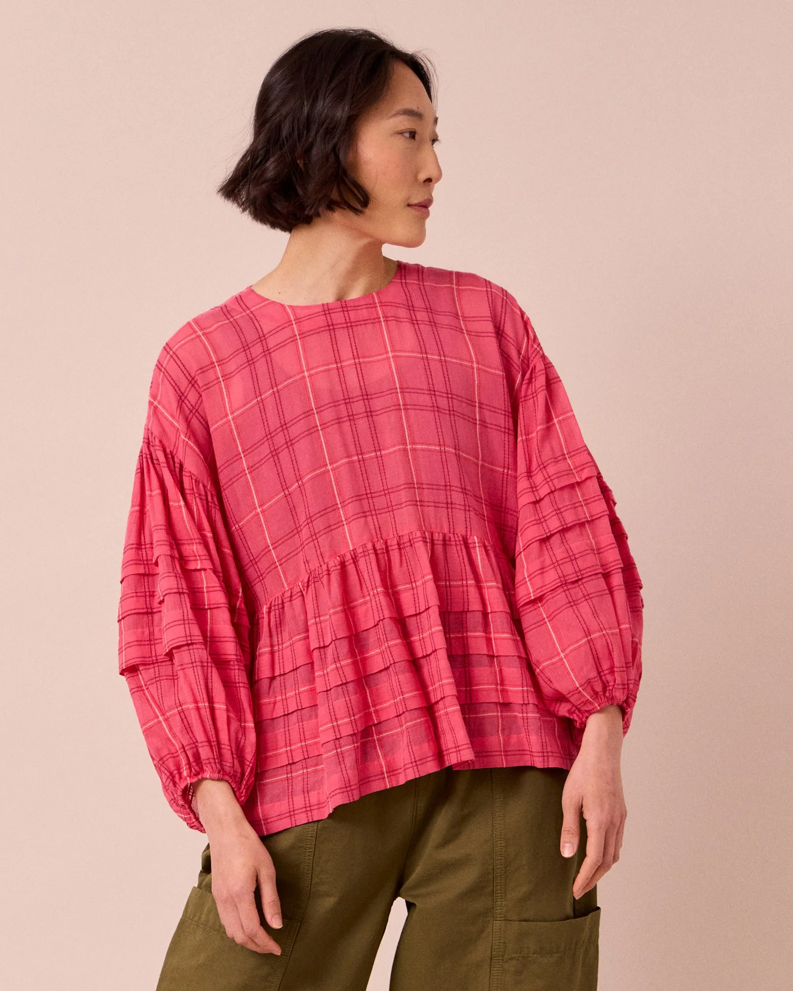 Simone Hot Pink Cotton Gauze Top sold by Beyond Nine