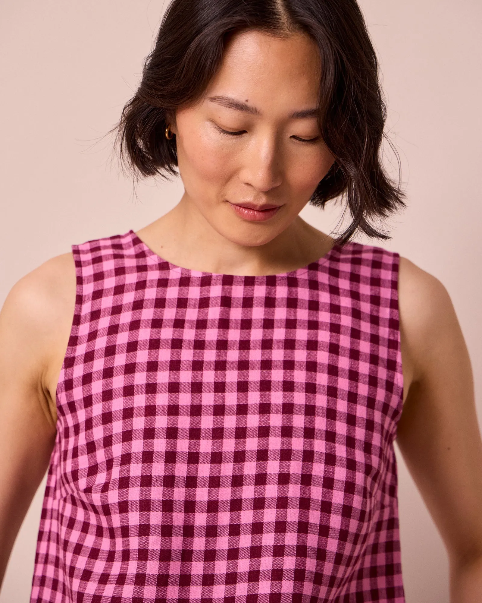 Esme Summer Berry Gingham Linen Top sold by Beyond Nine product image thumbnail 4