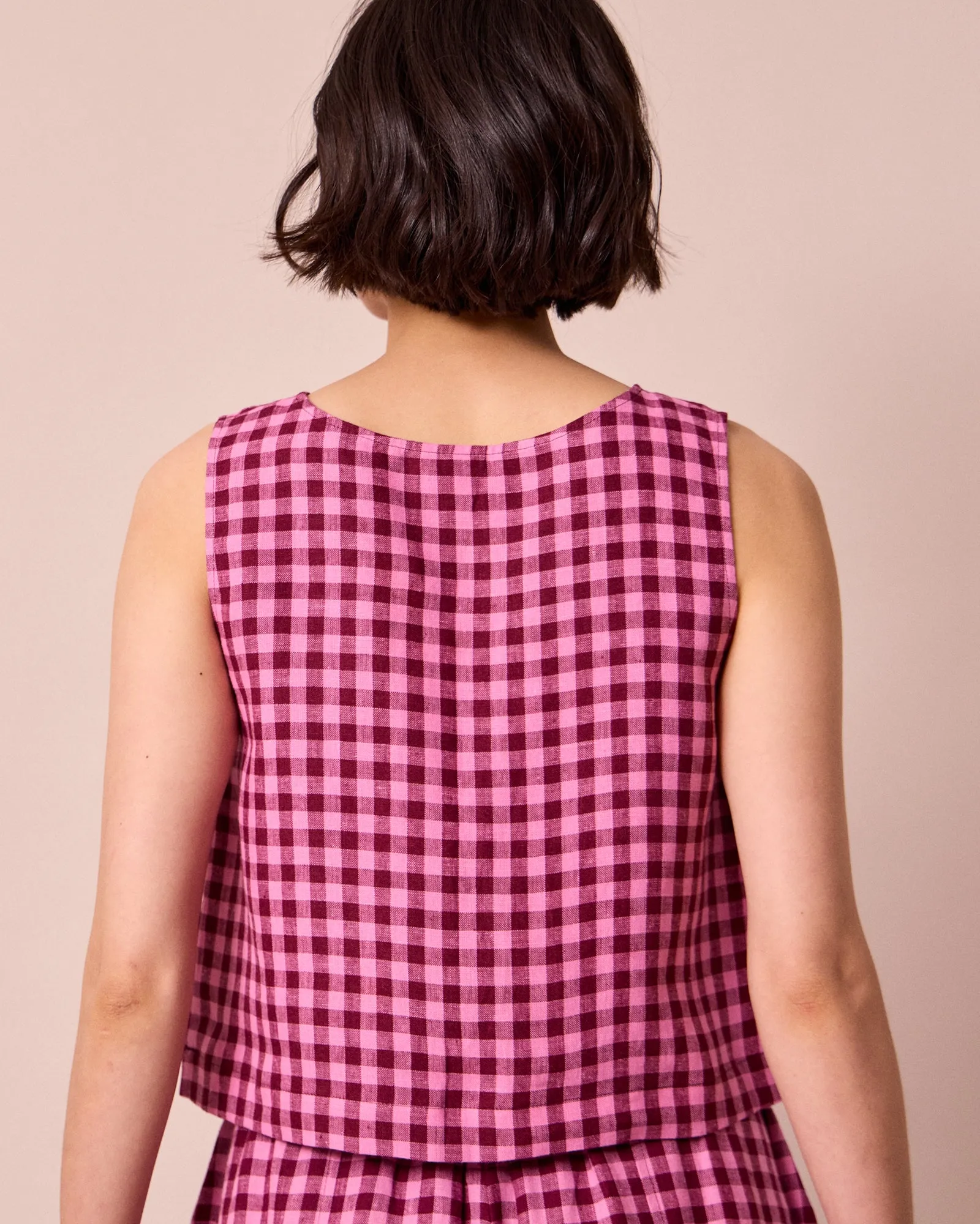 Esme Summer Berry Gingham Linen Top sold by Beyond Nine product image thumbnail 5