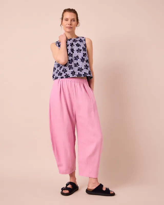 Daisy Rose Pink Linen Trouser made by Beyond Nine