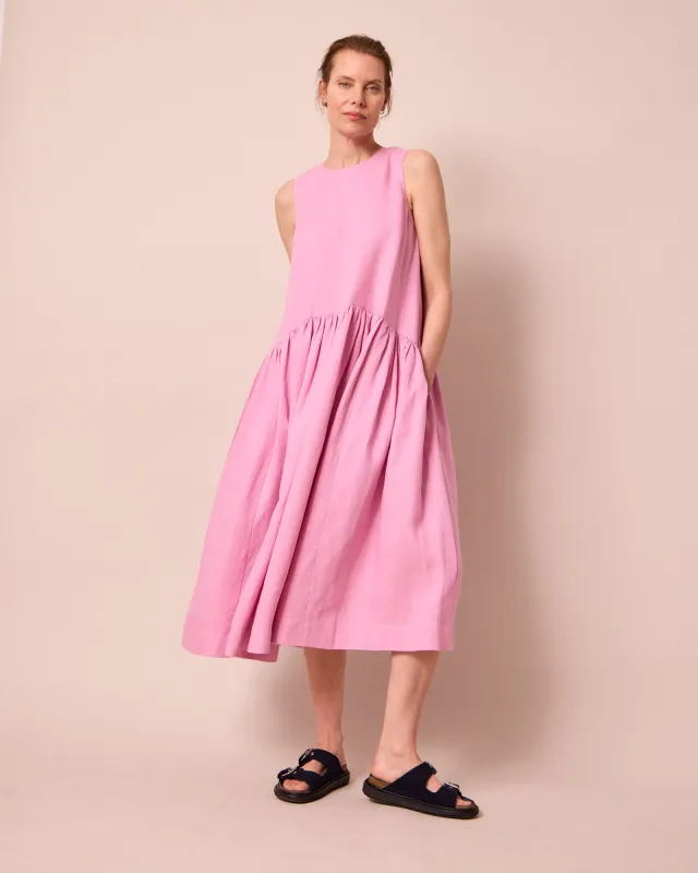 Gina Rose Pink Linen Dress made by Beyond Nine