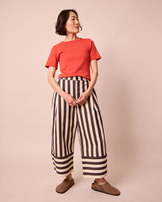 Blair Ecru & Chocolate Stripe Denim Jeans made by Beyond Nine