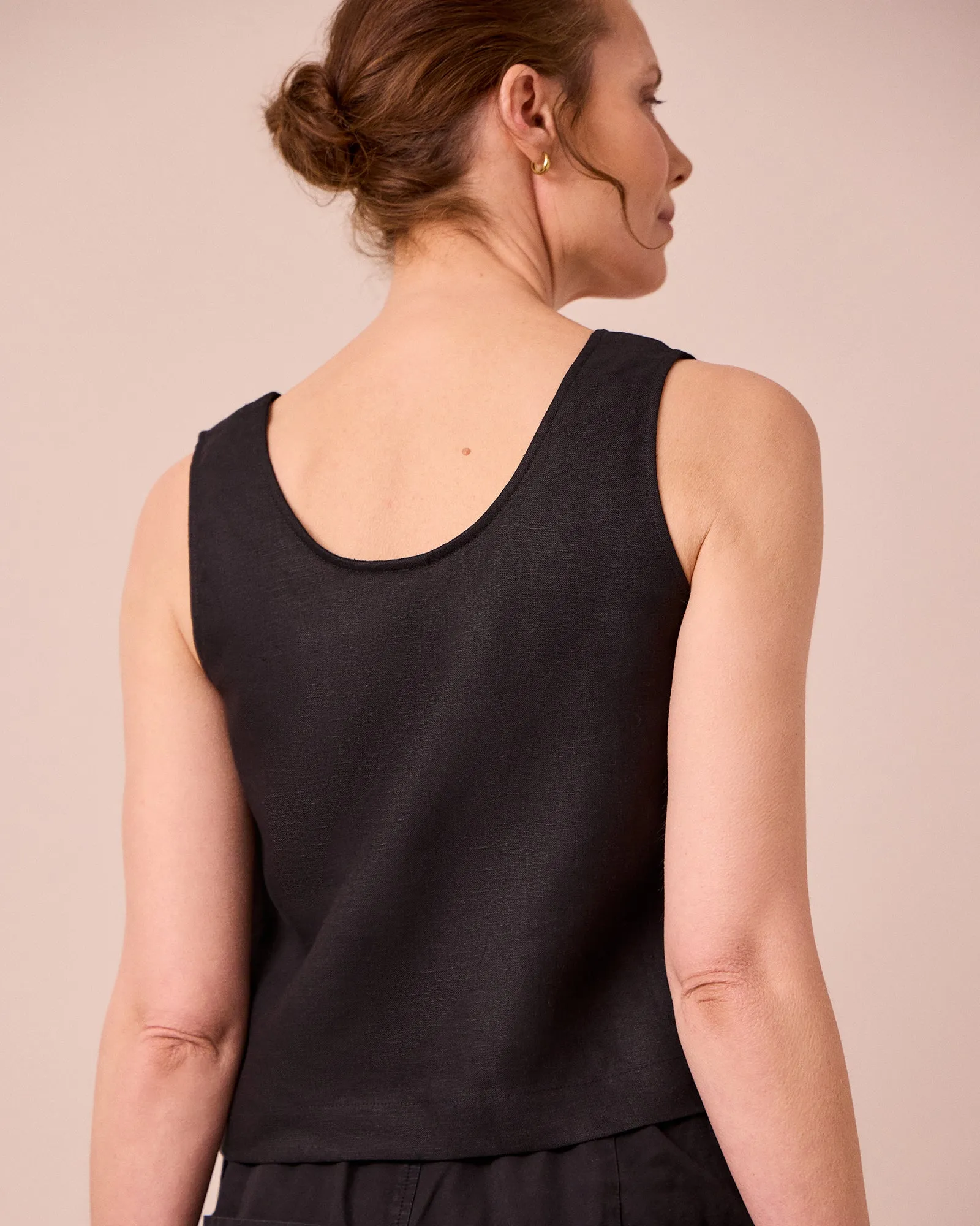 Kim Black Linen Top sold by Beyond Nine product image thumbnail 4