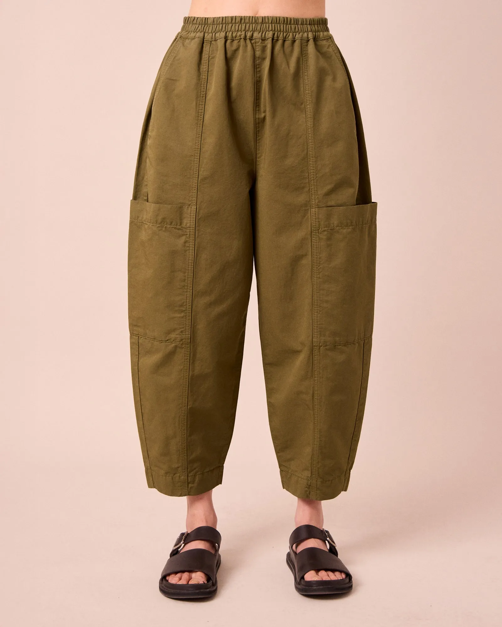 Hilda Khaki Cotton Linen Slub Trousers sold by Beyond Nine product image thumbnail 3