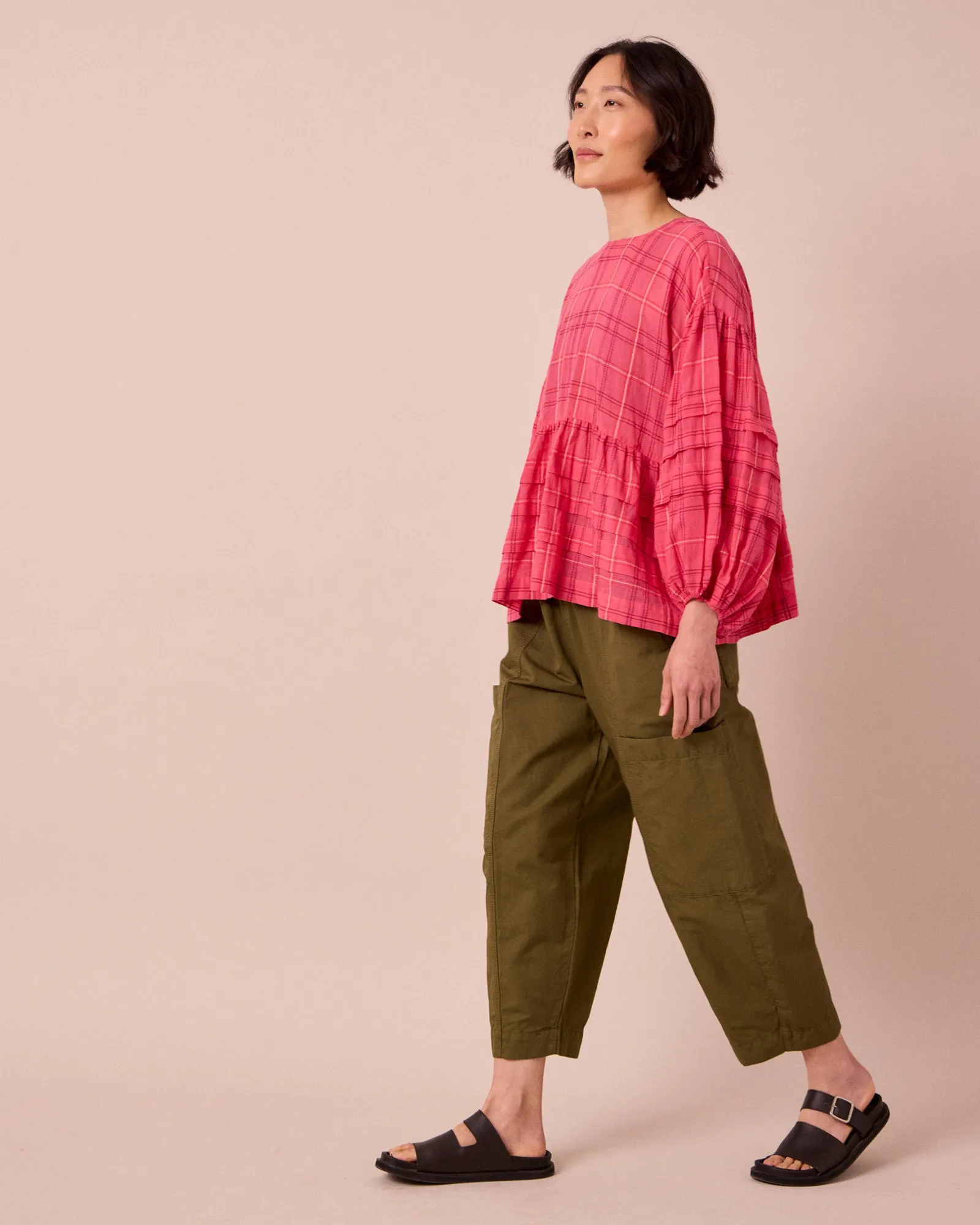 Hilda Khaki Cotton Linen Slub Trousers sold by Beyond Nine product image thumbnail 2