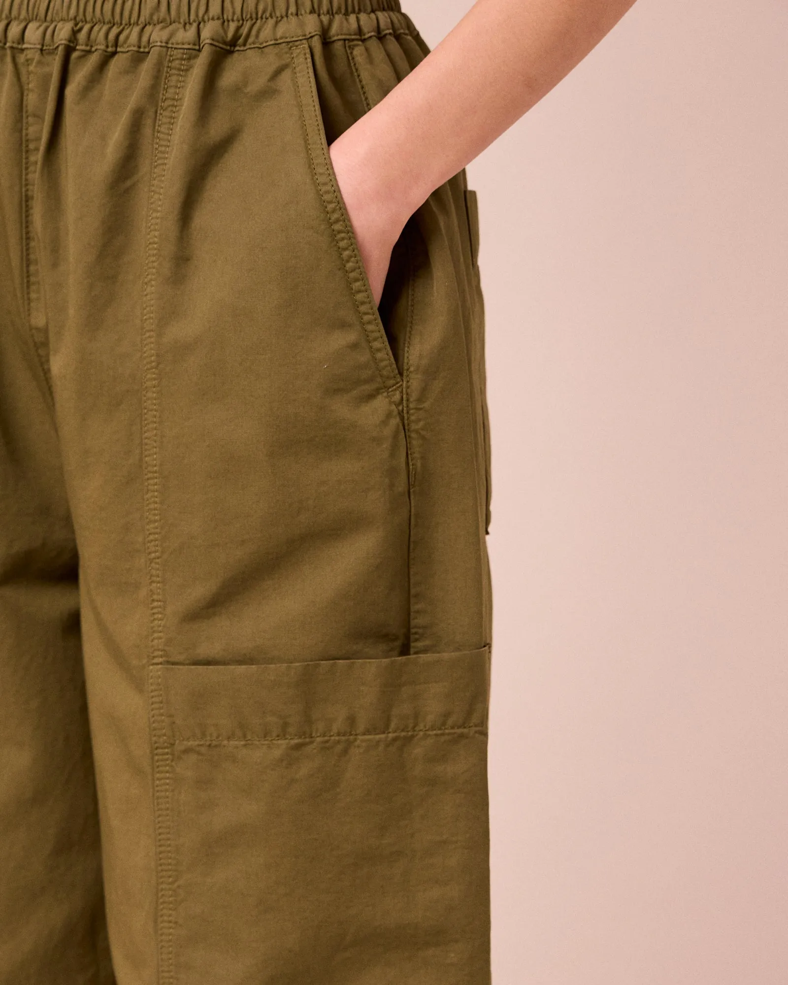 Hilda Khaki Cotton Linen Slub Trousers sold by Beyond Nine product image thumbnail 5
