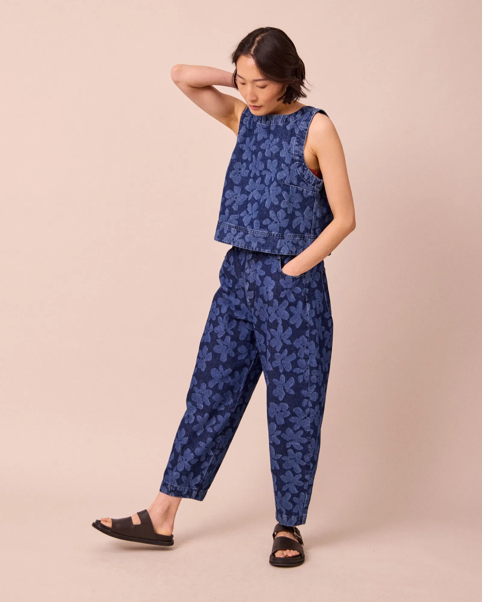 Remi Pressed Flower Print Denim Jeans sold by Beyond Nine product image thumbnail 2