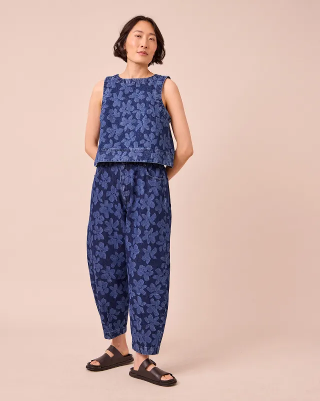 Remi Pressed Flower Print Denim Jeans made by Beyond Nine