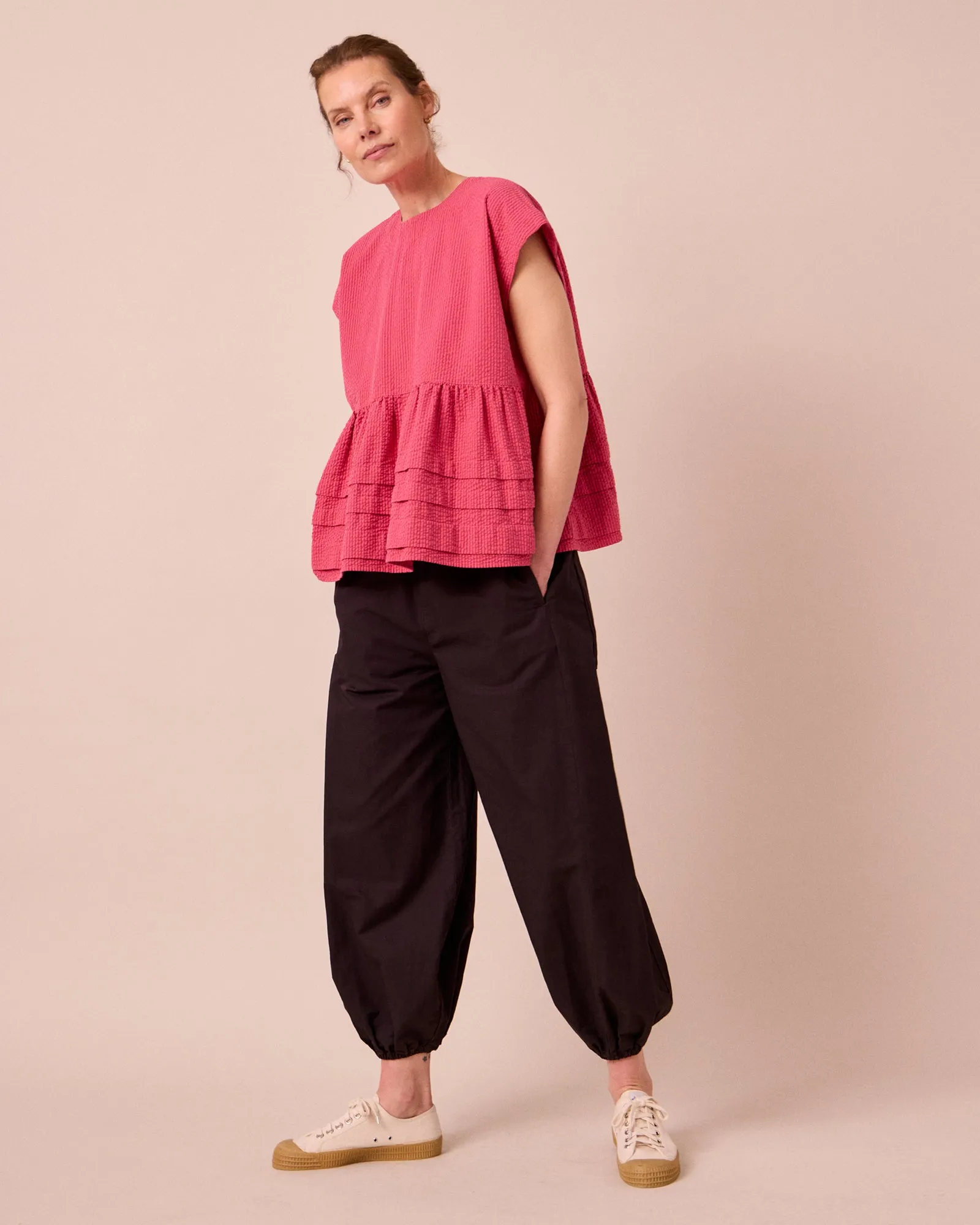 Nola Raspberry Stripe Seersucker Top sold by Beyond Nine product image thumbnail 2