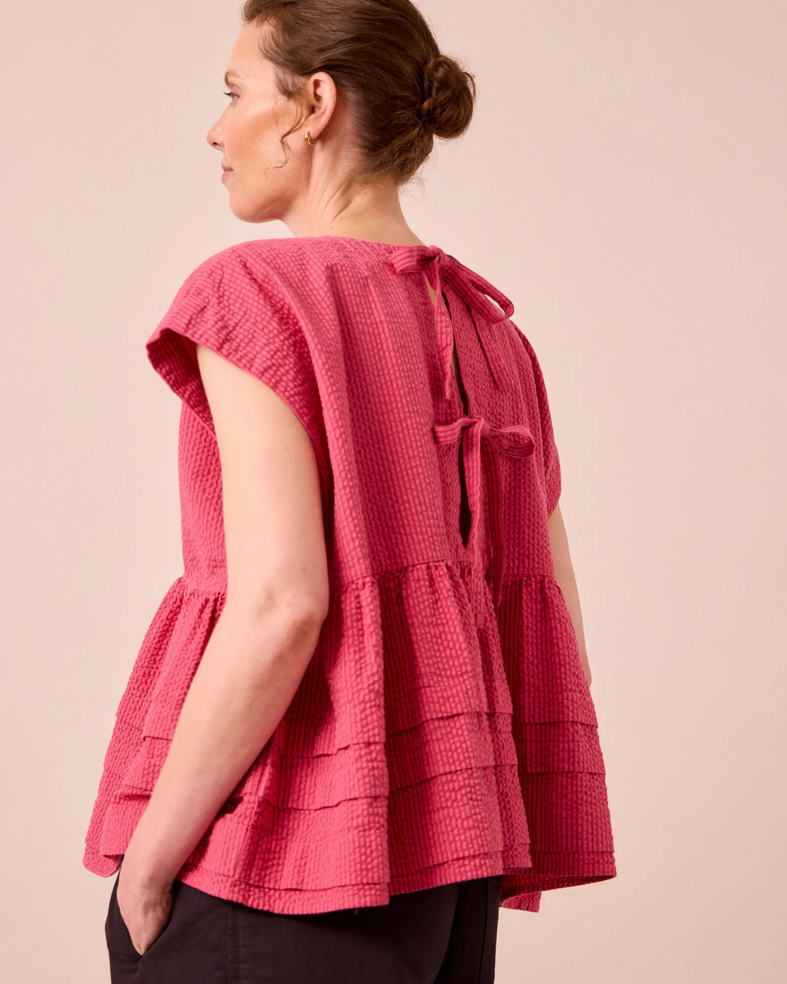 Nola Raspberry Stripe Seersucker Top sold by Beyond Nine product image thumbnail 3