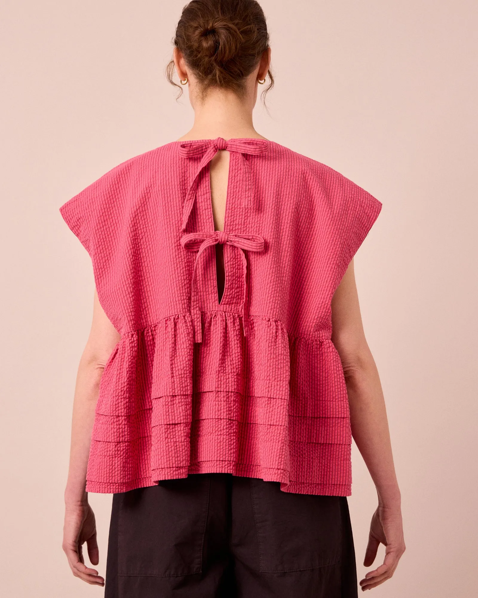 Nola Raspberry Stripe Seersucker Top sold by Beyond Nine product image thumbnail 4