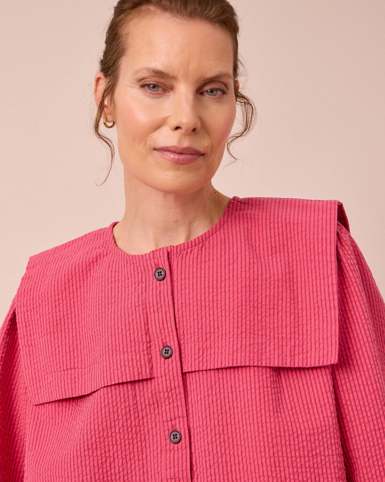 Rowen Raspberry Stripe Seersucker Top sold by Beyond Nine product image thumbnail 5