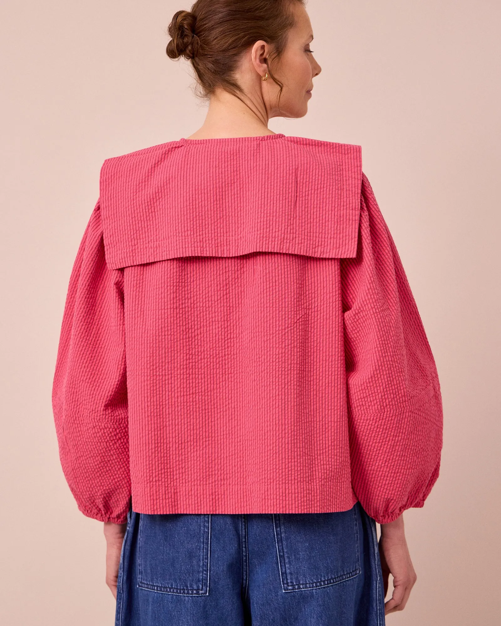 Rowen Raspberry Stripe Seersucker Top sold by Beyond Nine product image thumbnail 4