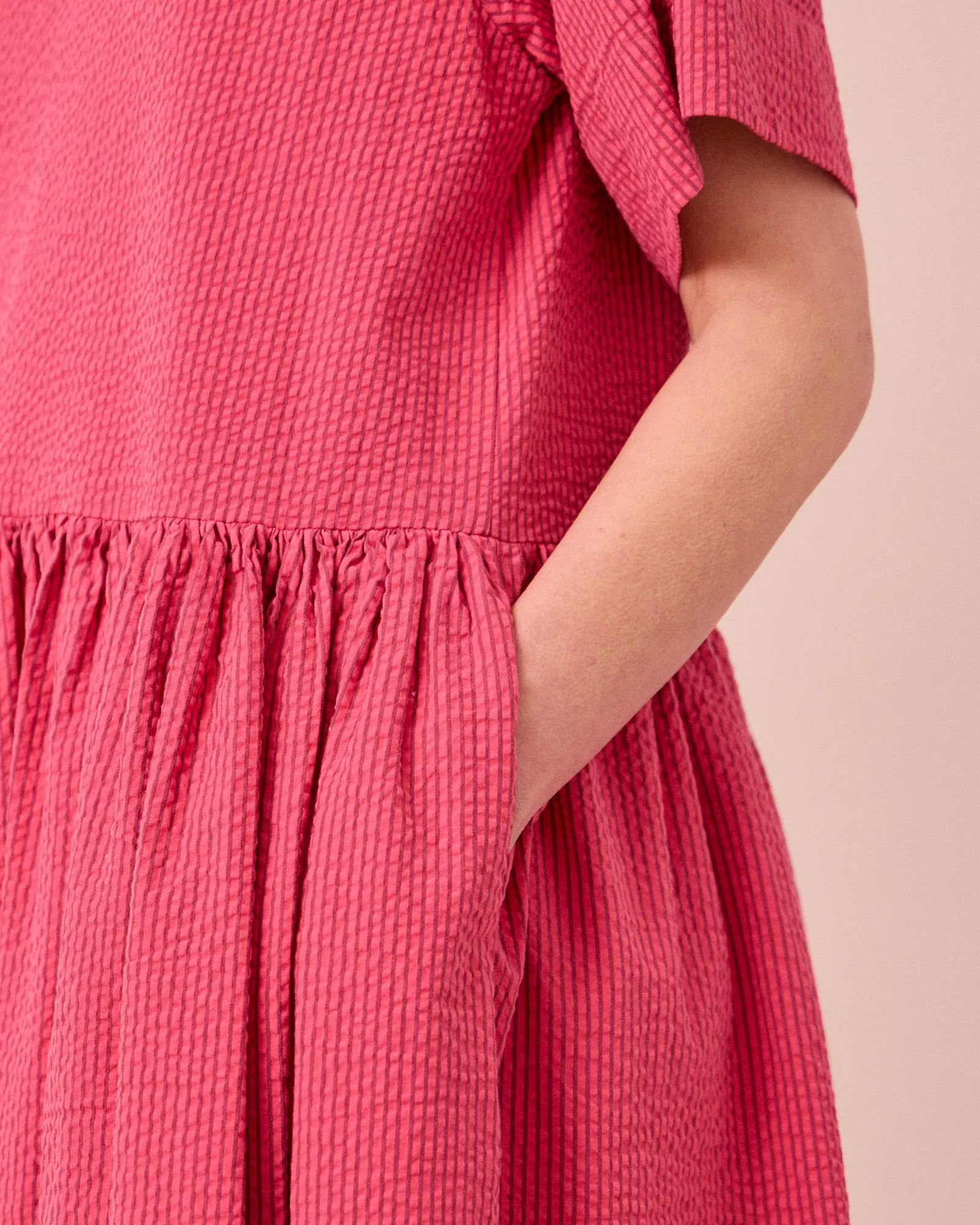 Harper Raspberry Stripe Seersucker Dress sold by Beyond Nine product image thumbnail 5
