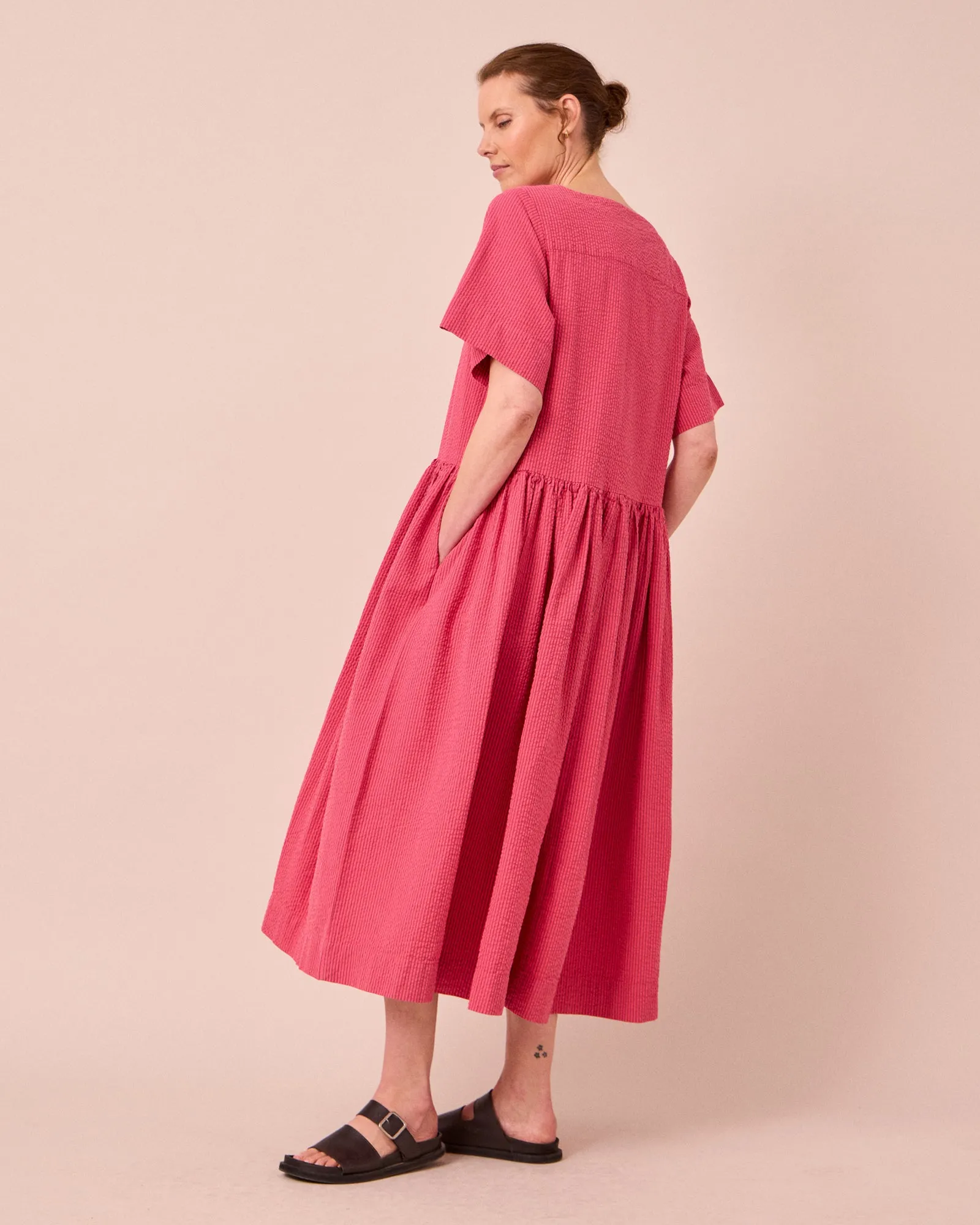 Harper Raspberry Stripe Seersucker Dress sold by Beyond Nine product image thumbnail 3