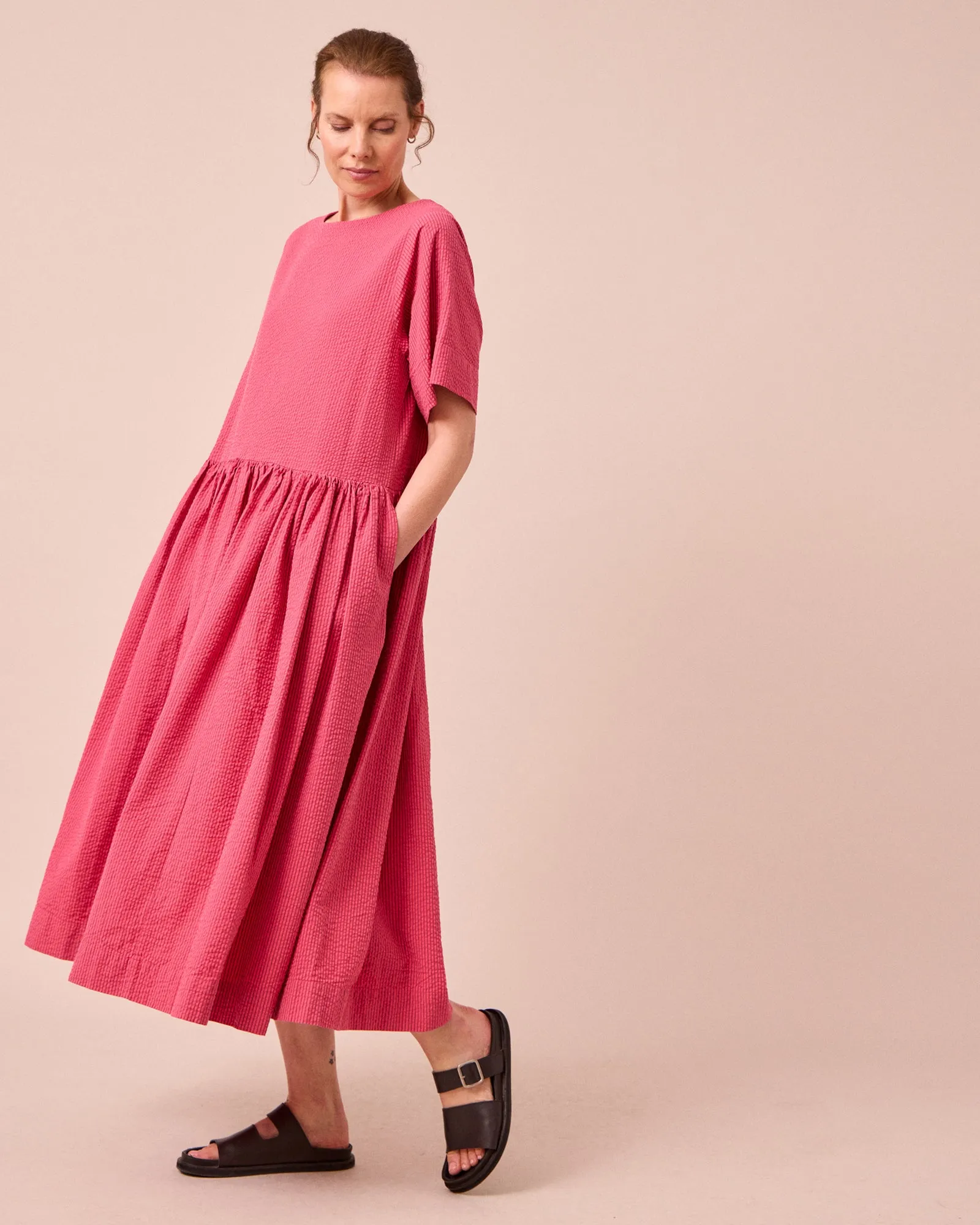 Harper Raspberry Stripe Seersucker Dress sold by Beyond Nine product image thumbnail 2