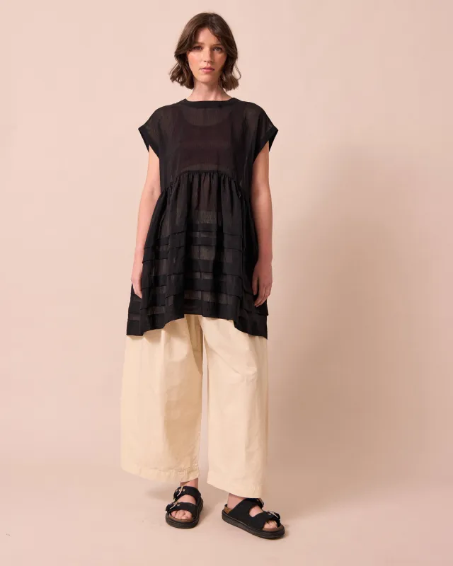 Ella Black Sheer Stripe Dress made by Beyond Nine