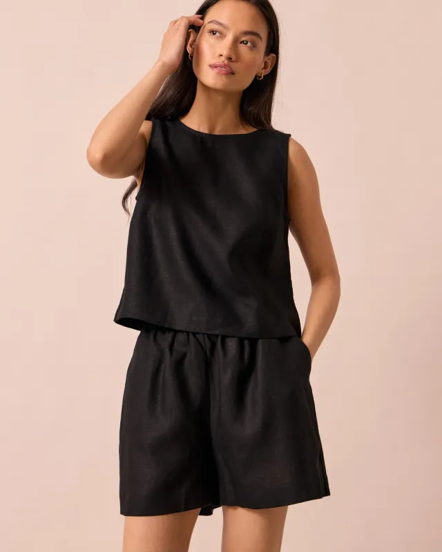 Arielle Black Linen Shorts made by Beyond Nine