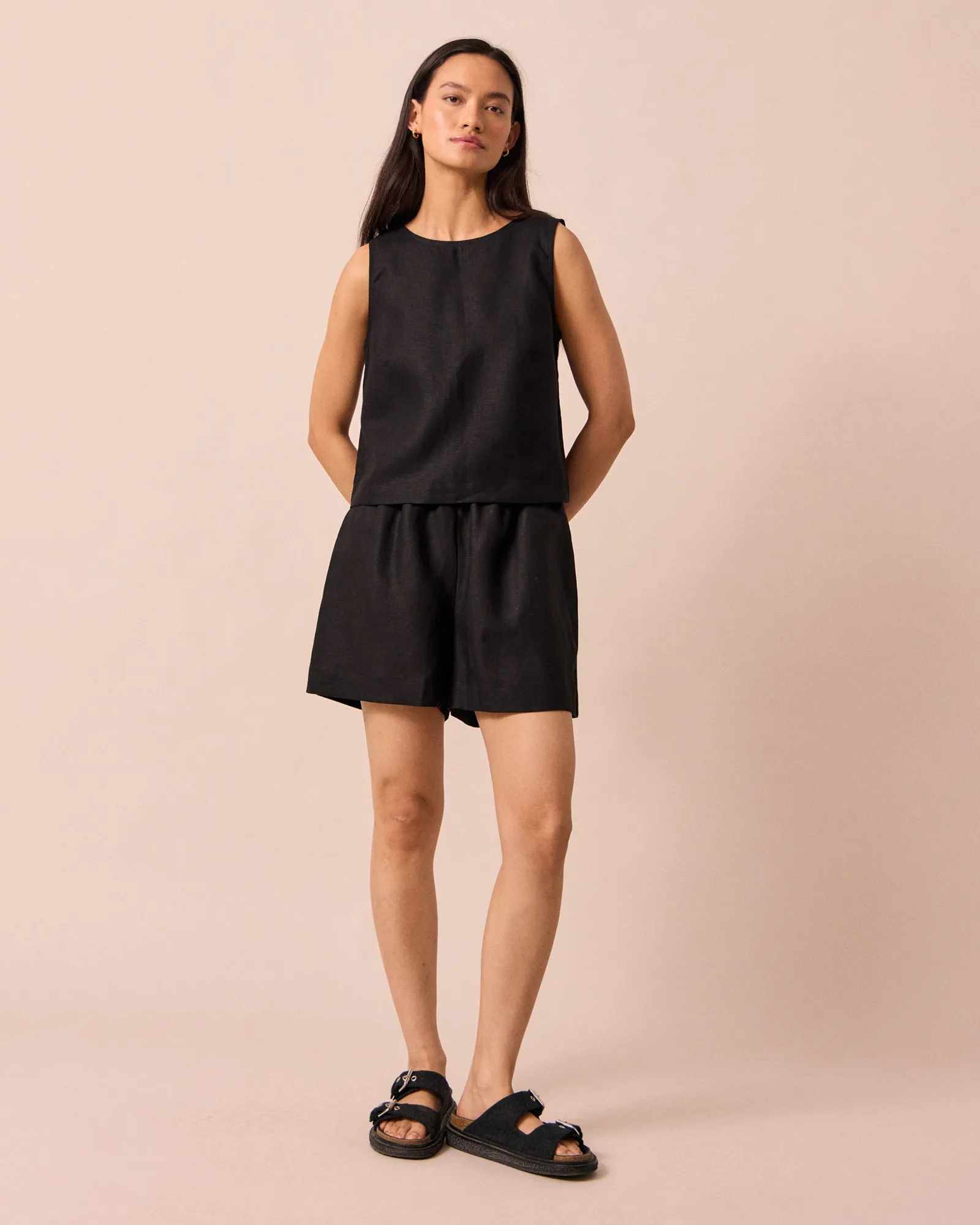 Arielle Black Linen Shorts sold by Beyond Nine product image thumbnail 2