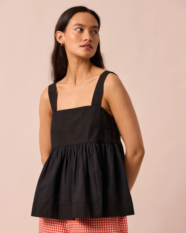 Zuri Black Cotton Poplin Top made by Beyond Nine