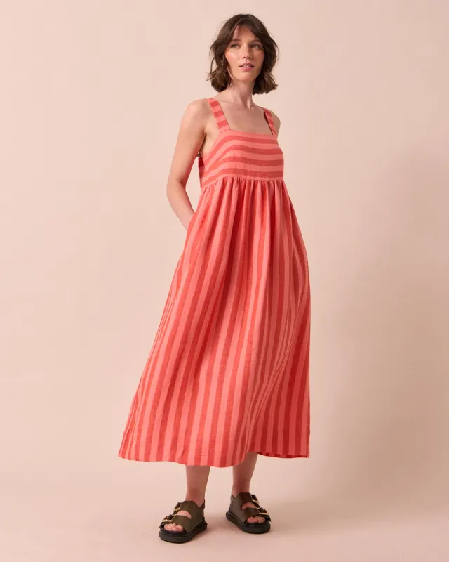 Suki Sorbet Stripe Cotton Linen Dress made by Beyond Nine