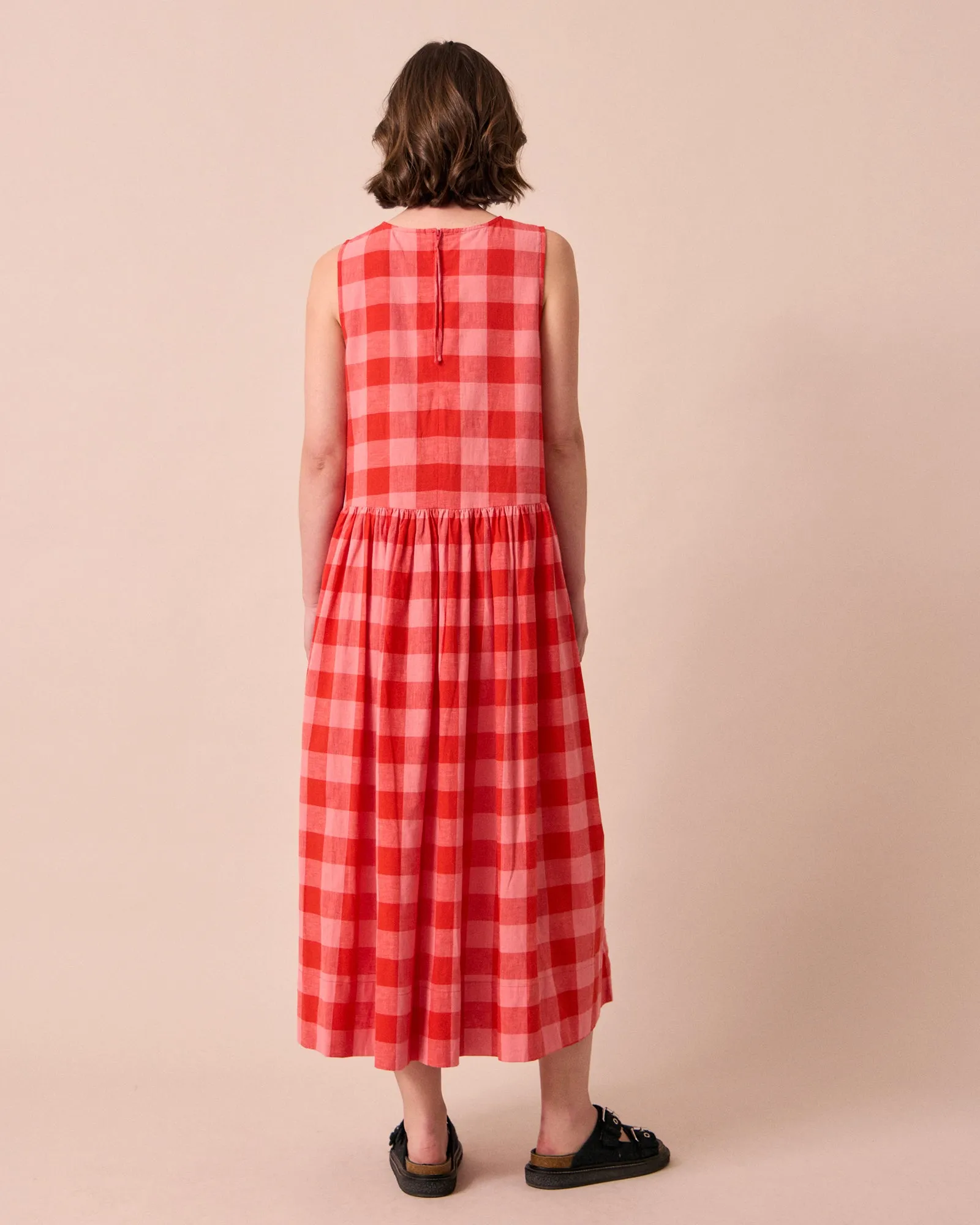 Dakota Pink Lemonade Check Cotton Linen Dress sold by Beyond Nine product image thumbnail 4