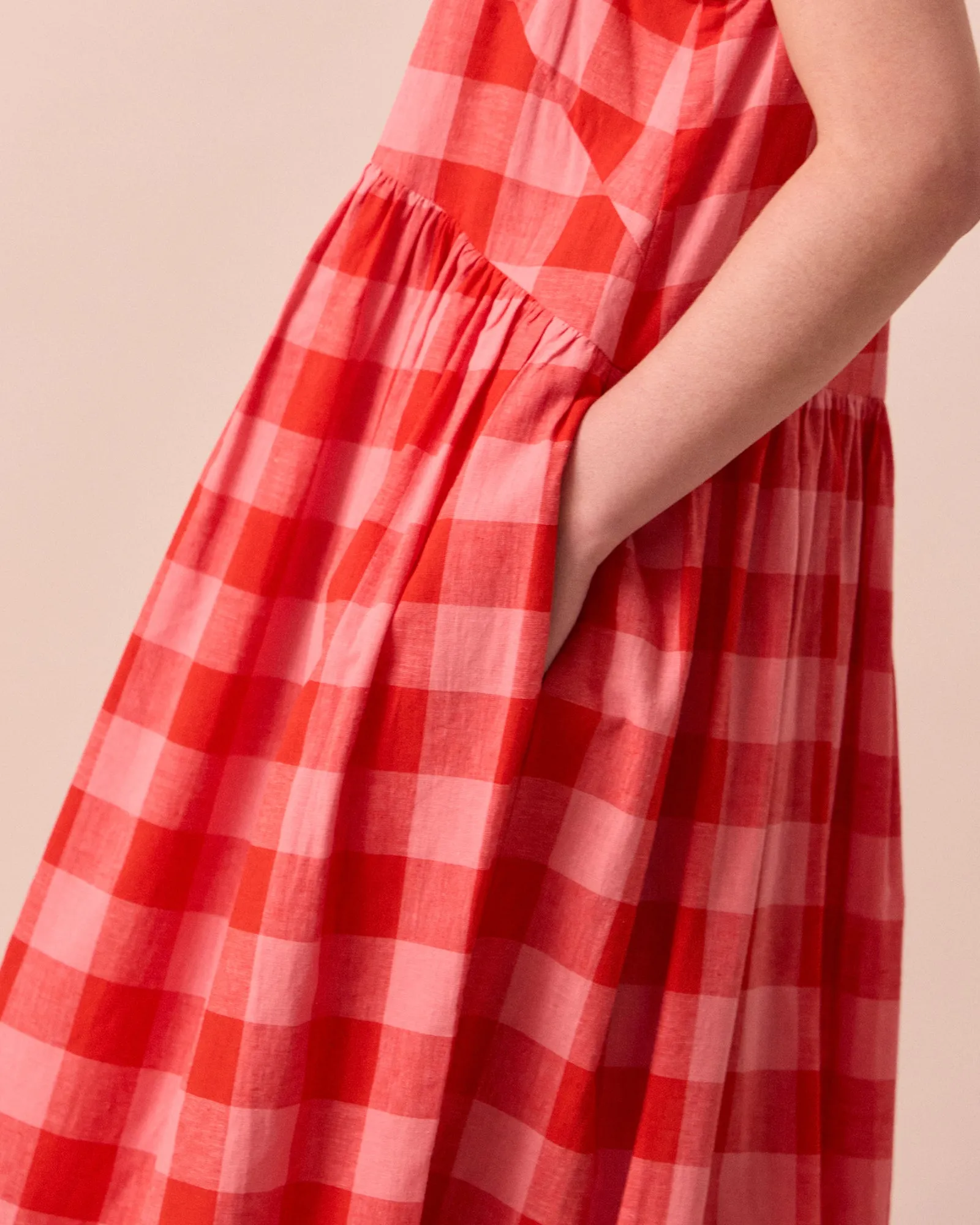 Dakota Pink Lemonade Check Cotton Linen Dress sold by Beyond Nine product image thumbnail 5