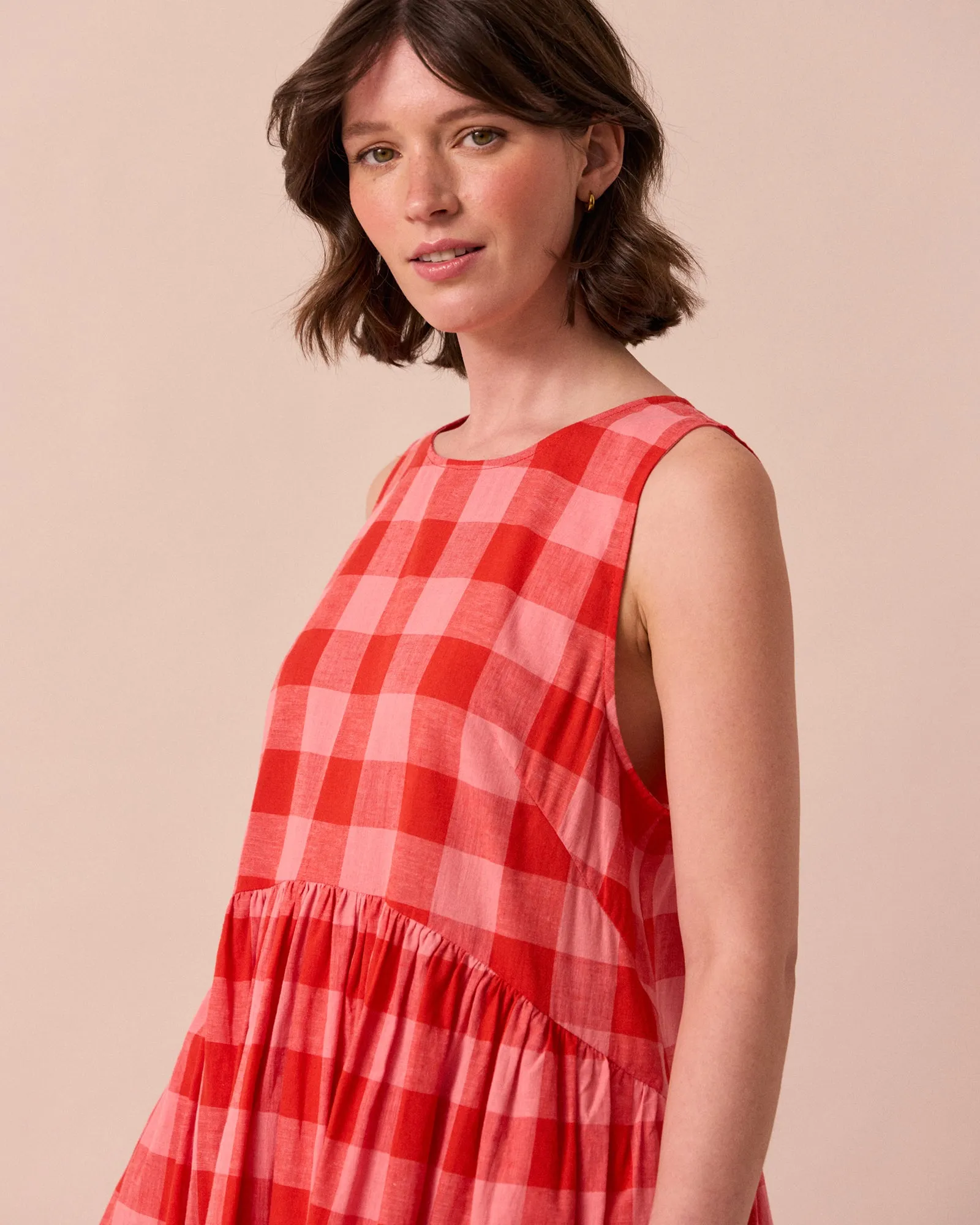 Dakota Pink Lemonade Check Cotton Linen Dress sold by Beyond Nine product image thumbnail 2