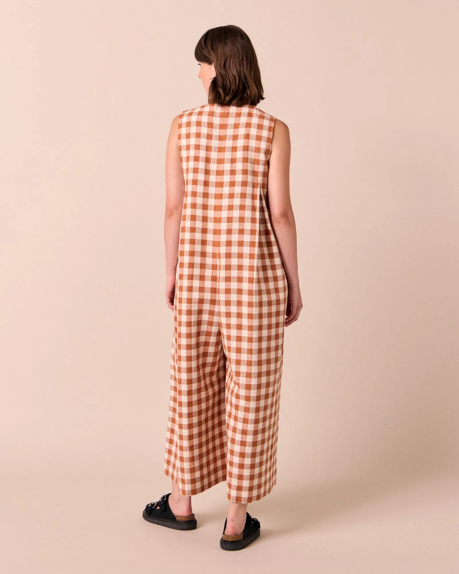 Tula Amber Check Cotton Linen Jumpsuit sold by Beyond Nine product image thumbnail 4
