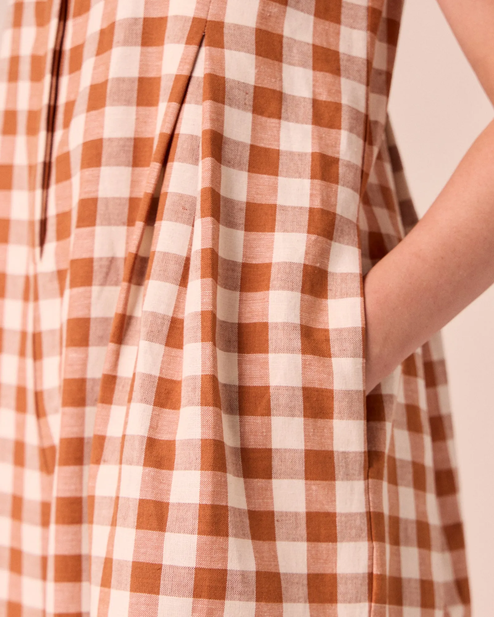 Tula Amber Check Cotton Linen Jumpsuit sold by Beyond Nine product image thumbnail 5