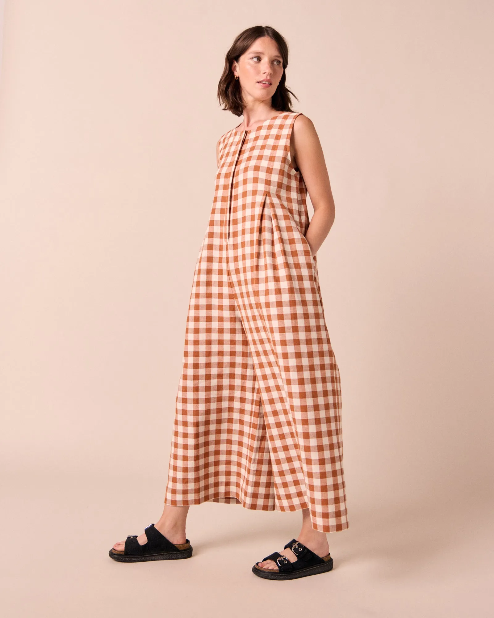 Tula Amber Check Cotton Linen Jumpsuit sold by Beyond Nine product image thumbnail 2