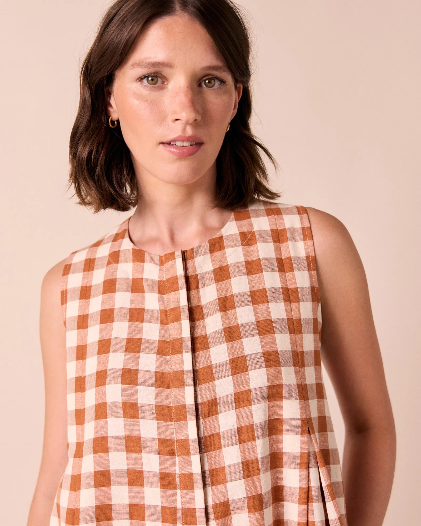 Tula Amber Check Cotton Linen Jumpsuit sold by Beyond Nine product image thumbnail 3