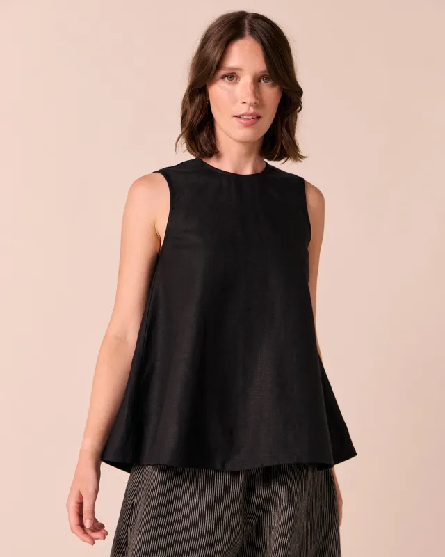 Georgie Black Linen Top made by Beyond Nine
