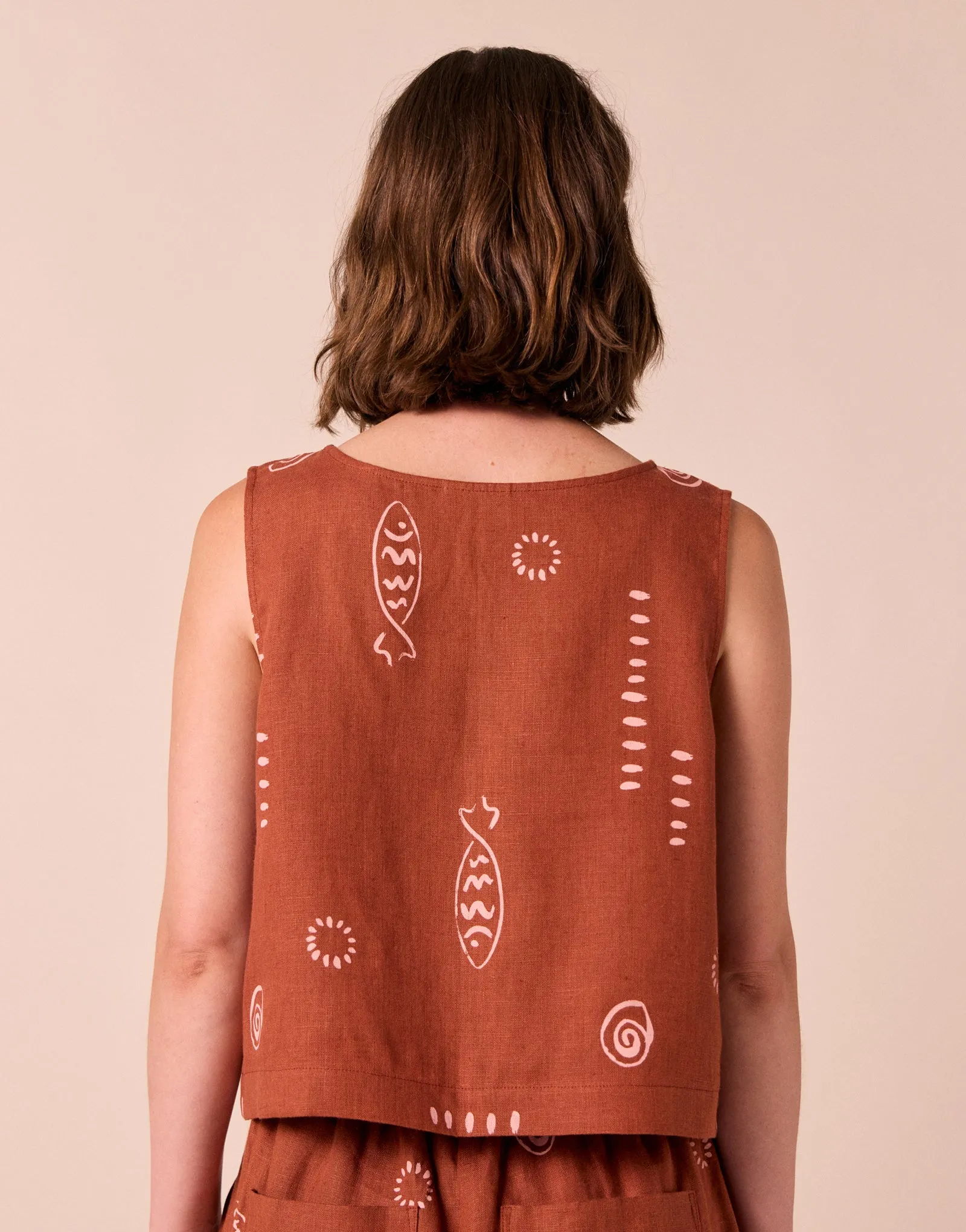 Esme Beachcomber Print Linen Top sold by Beyond Nine product image thumbnail 4