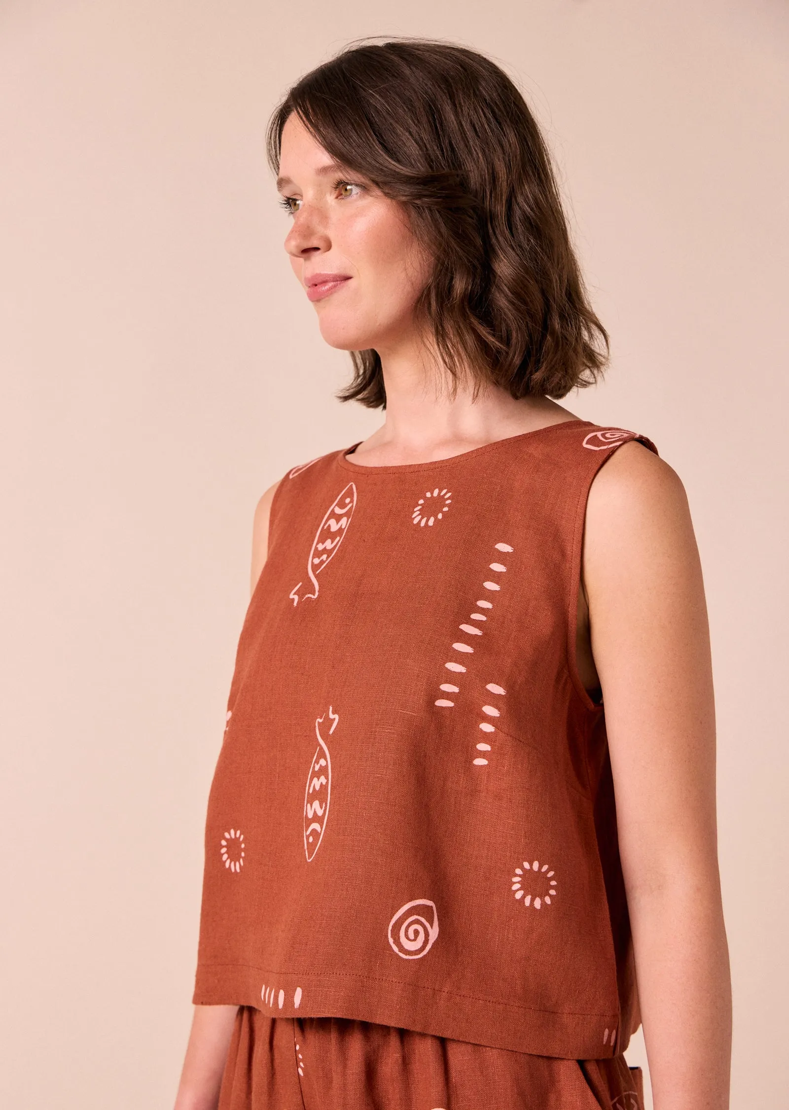 Esme Beachcomber Print Linen Top sold by Beyond Nine product image thumbnail 3