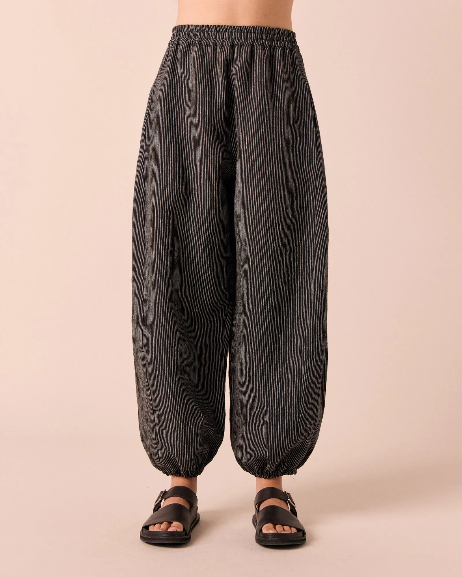 Logan Black & Ecru Pencil Stripe Linen Trousers sold by Beyond Nine product image thumbnail 3